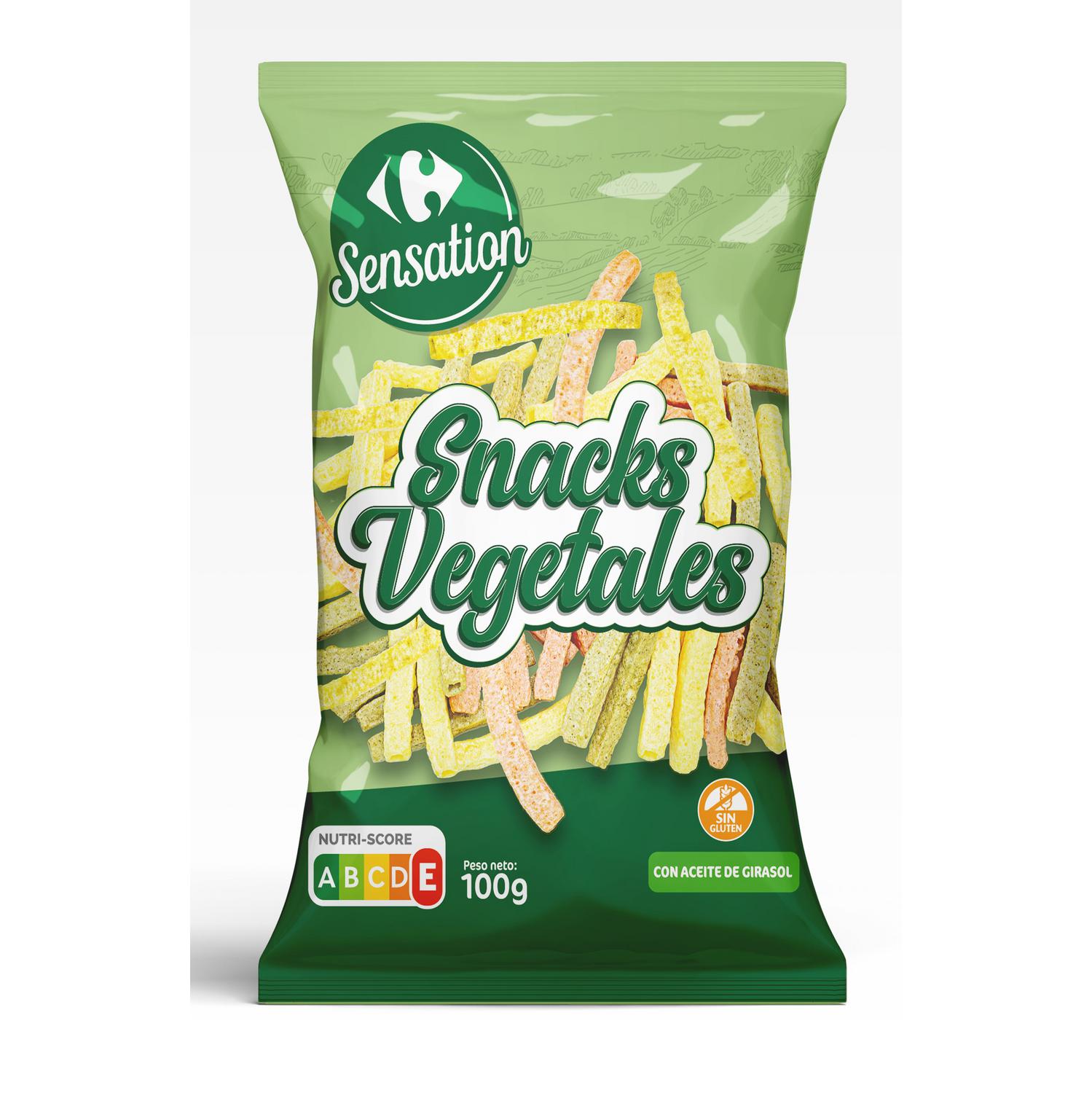 Snack vegetal con aceite de girasol Sensation Carrefour sin gluten 100 go