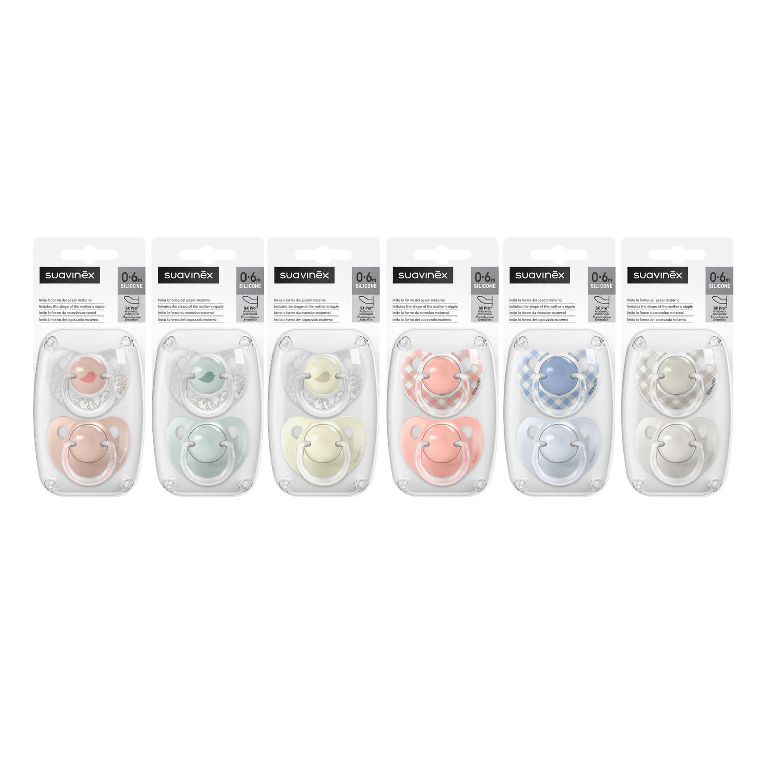 Chupete con tetina anatómica SX Pro de silicona 0-6 meses Suavinex 2 ud.