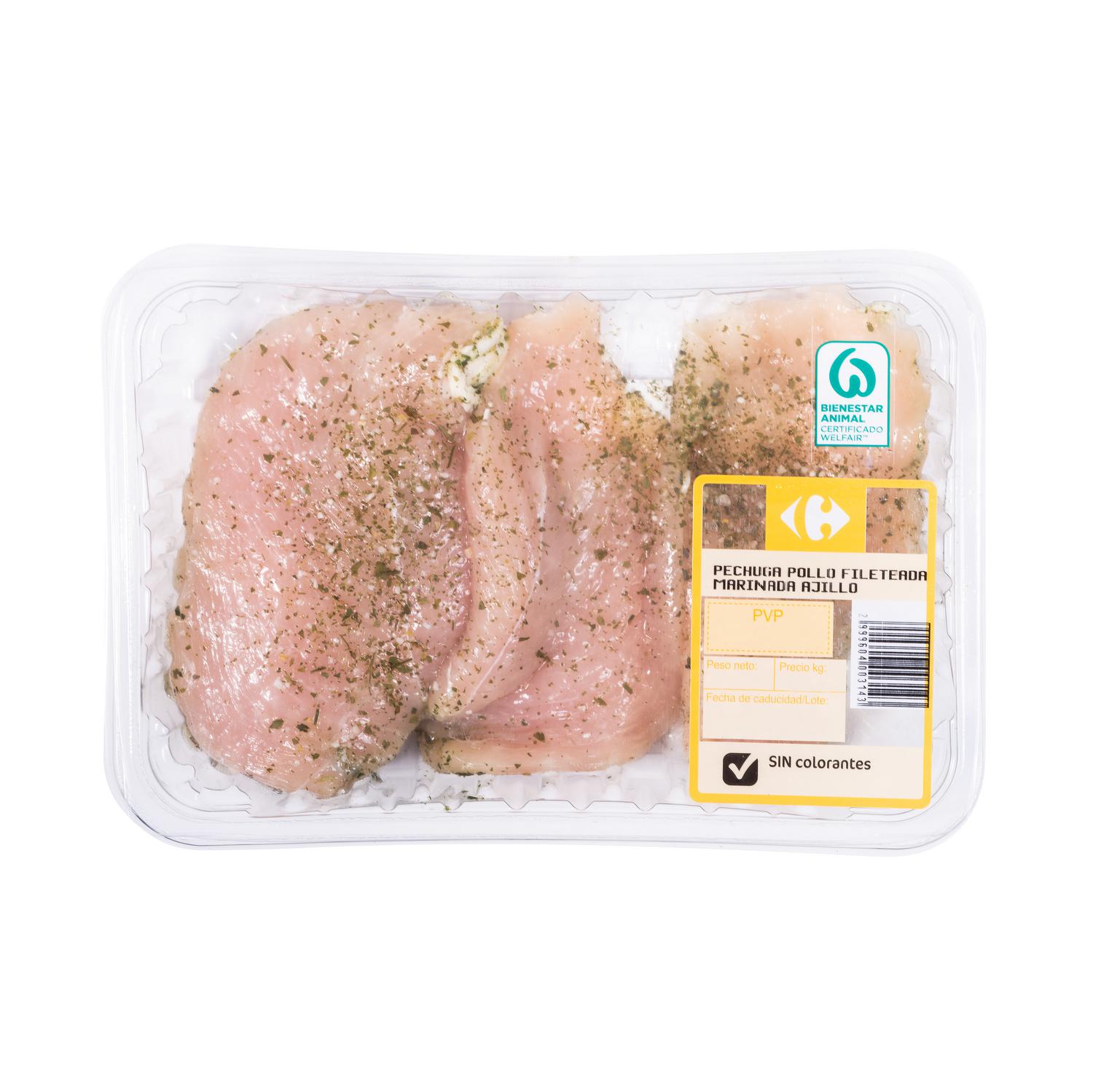 Pechuga de Pollo Marinada al Ajillo en Filetes Carrefour 500 g aprox