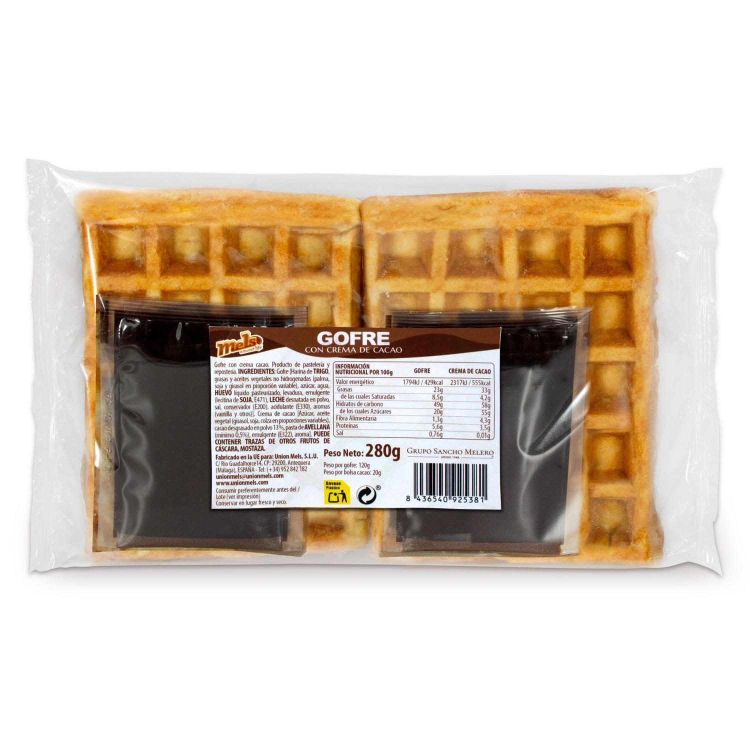 Gofre con crema de cacao Mels 280 g.