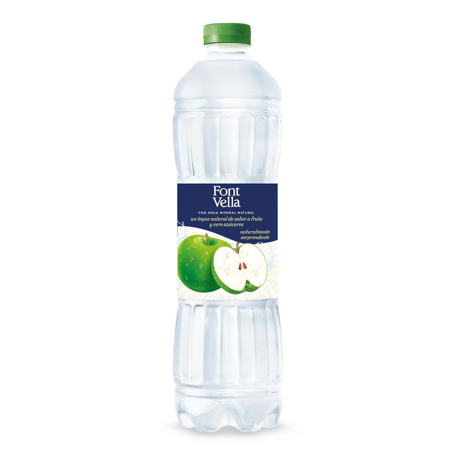 Agua mineral natural Font Vella con toque de sabor a manzana sin azúcar 1,15 l.