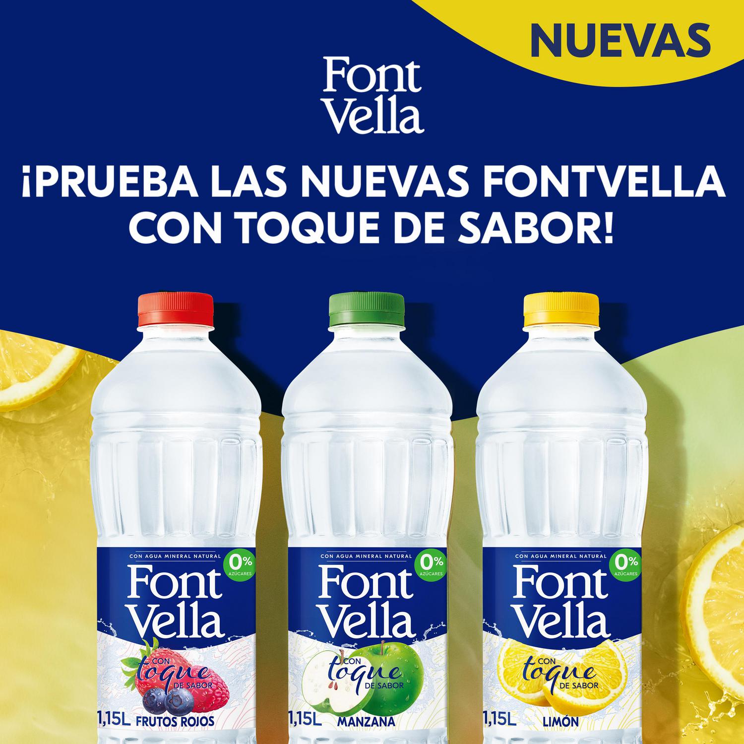 Agua mineral natural Font Vella con toque de sabor a manzana sin azúcar 1,15 l.