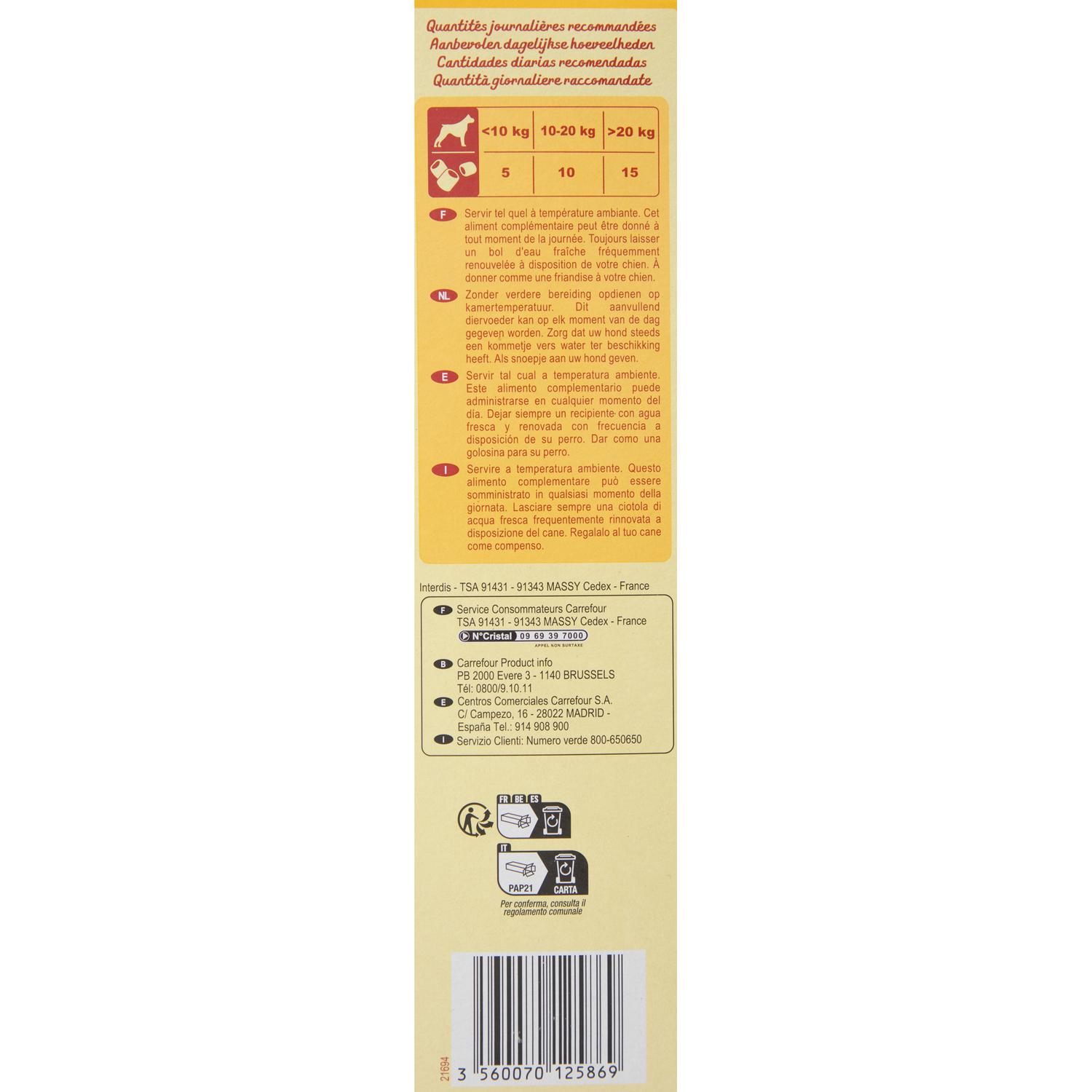 Snack galleta rellena para perro Carrefour Mix Rolls 500 g