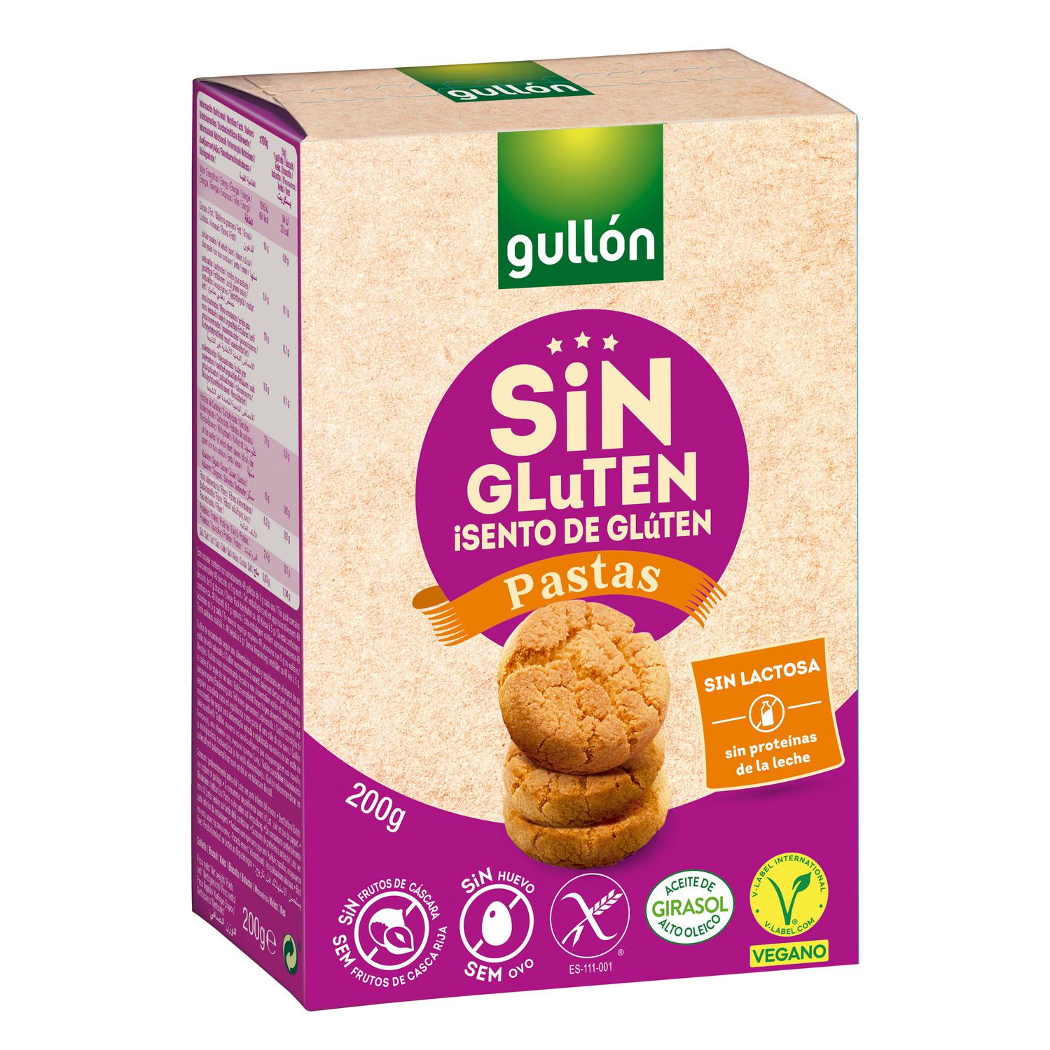 Pastas Gullón sin gluten y sin lactosa 200 g.