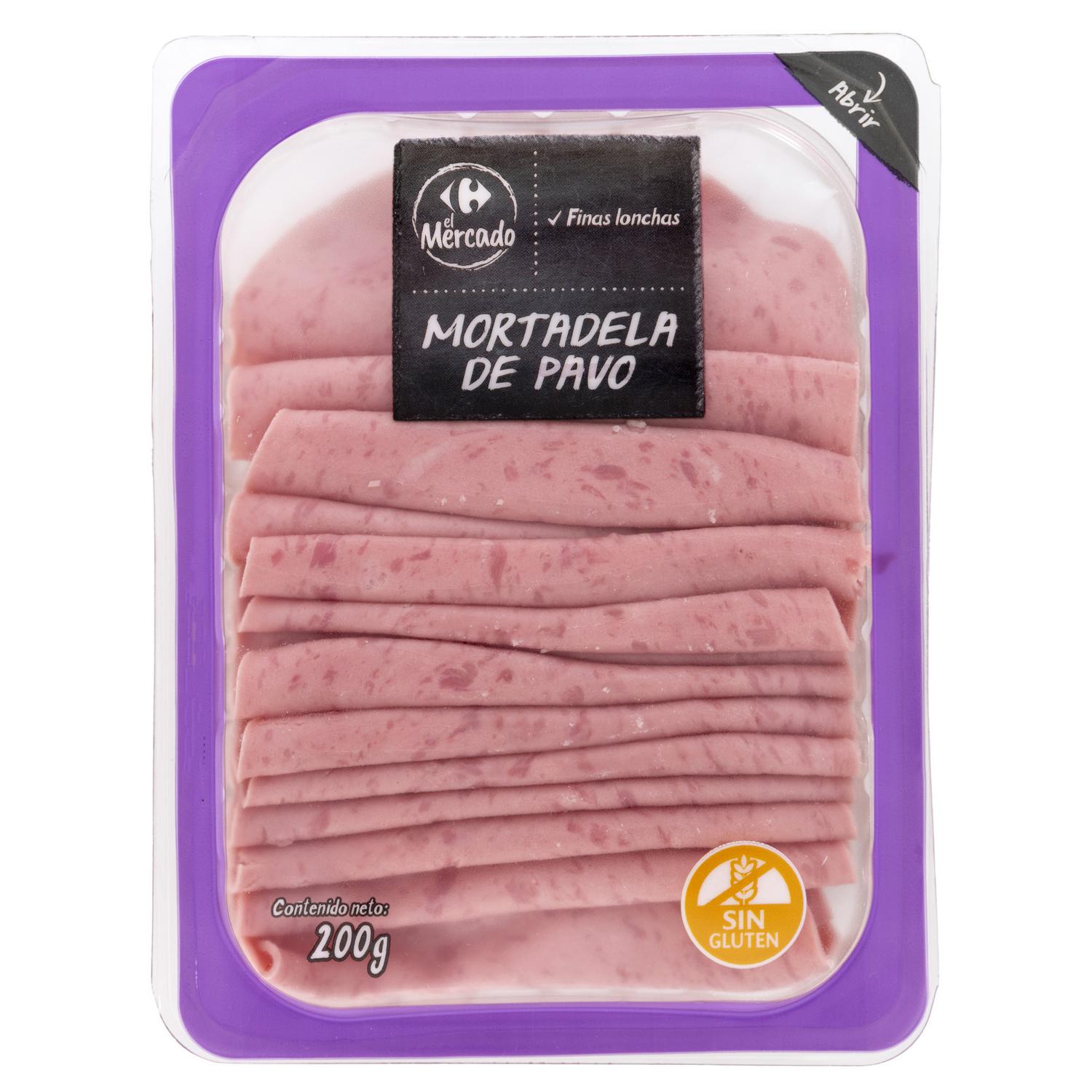 Mortadela de pavo en finas lonchas Carrefour El Mercado sin gluten 200 g