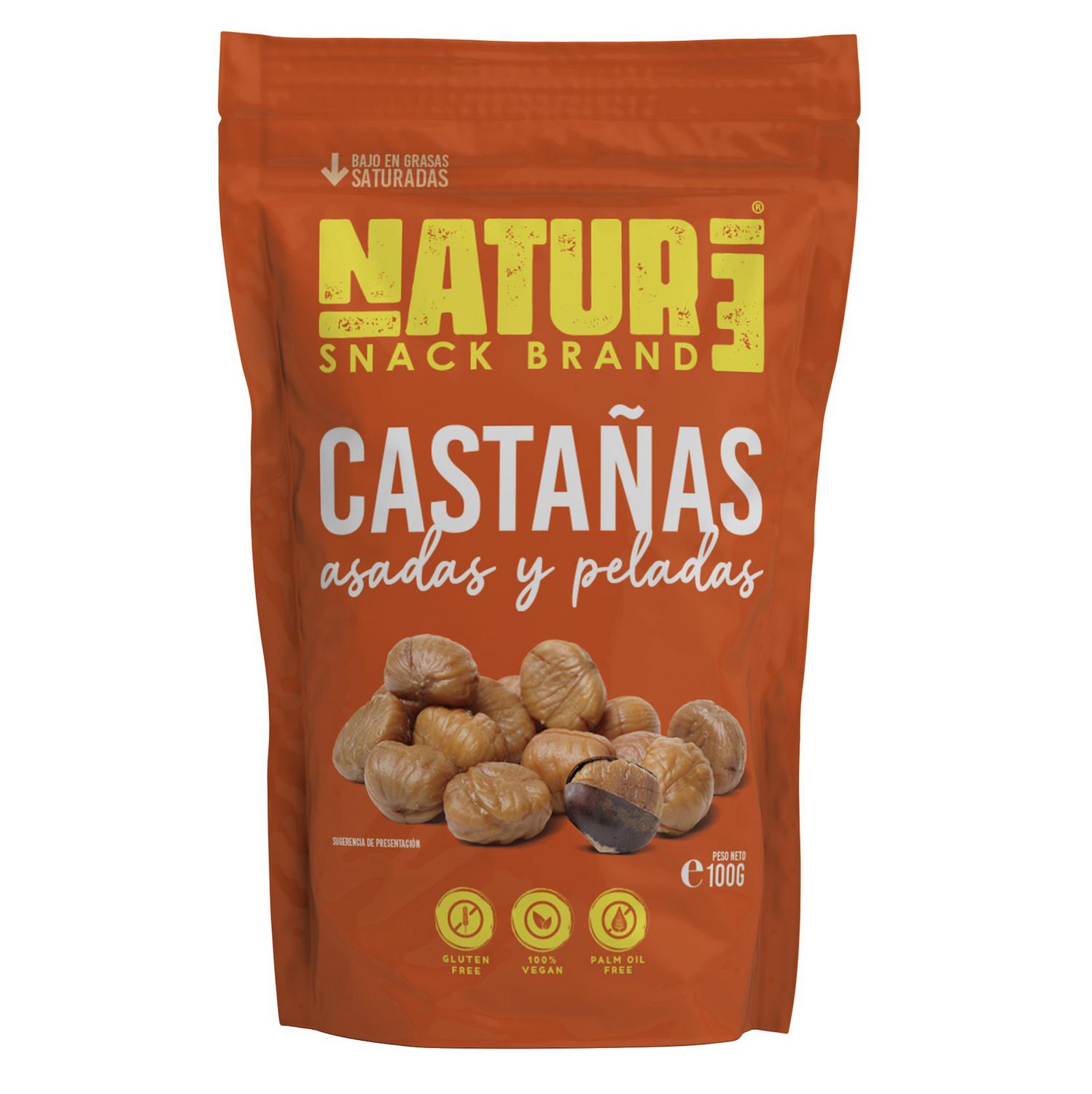 Castañas asadas y peladas Natur3 sin gluten doy pack 100 g.