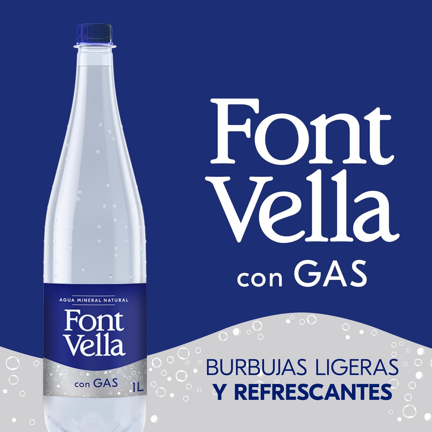 Agua mineral con gas Font Vella 1 l.
