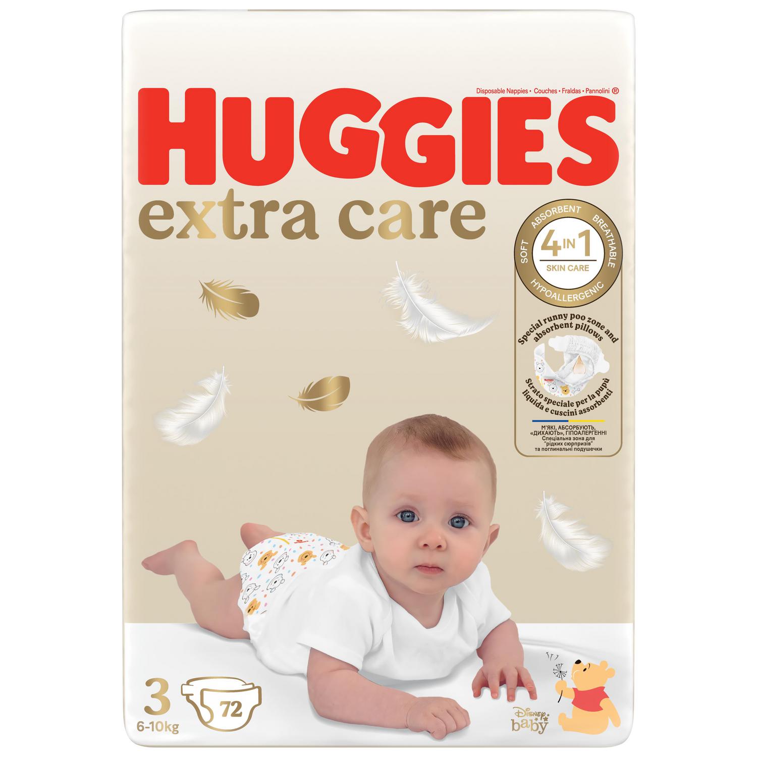 Pañales extra care Huggies T3 (6-10 kg) 72 ud.