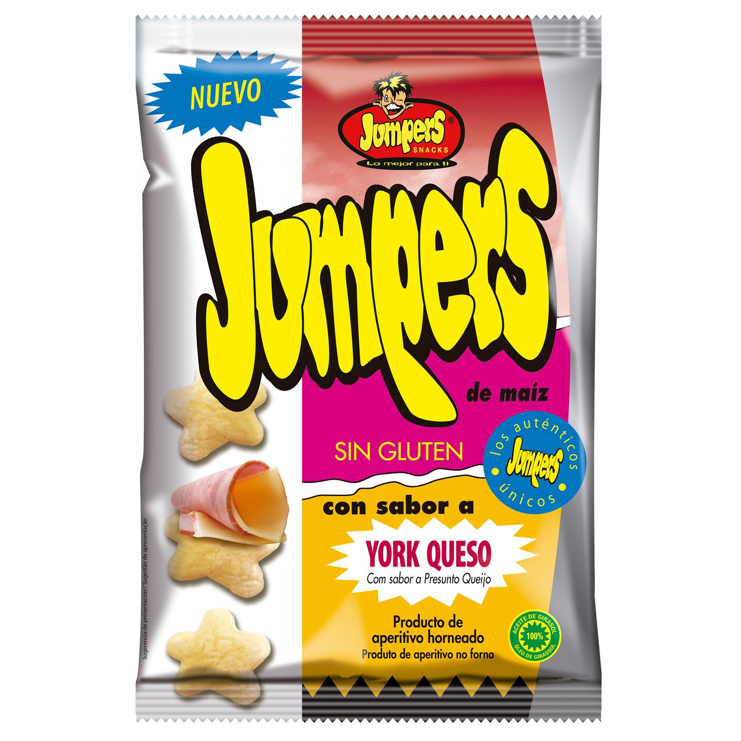 Aperitivo de maíz sabor york queso Jumpers sin gluten 100 g.