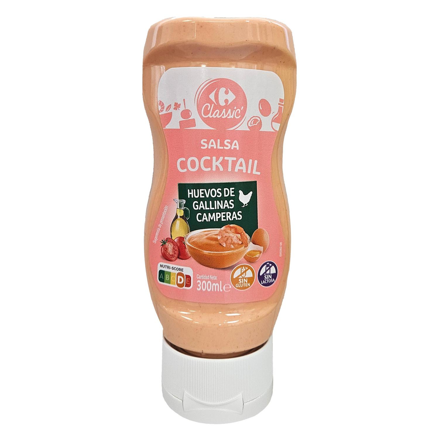 Salsa coctail Classic Carrefour sin gluten y sin lactosa envase 300 g.