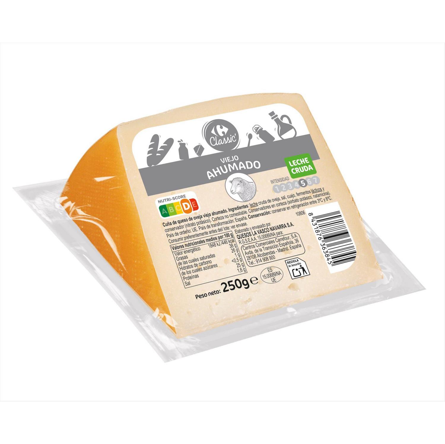 Queso de oveja viejo ahumado Carrefour Classic cuña de 250 g