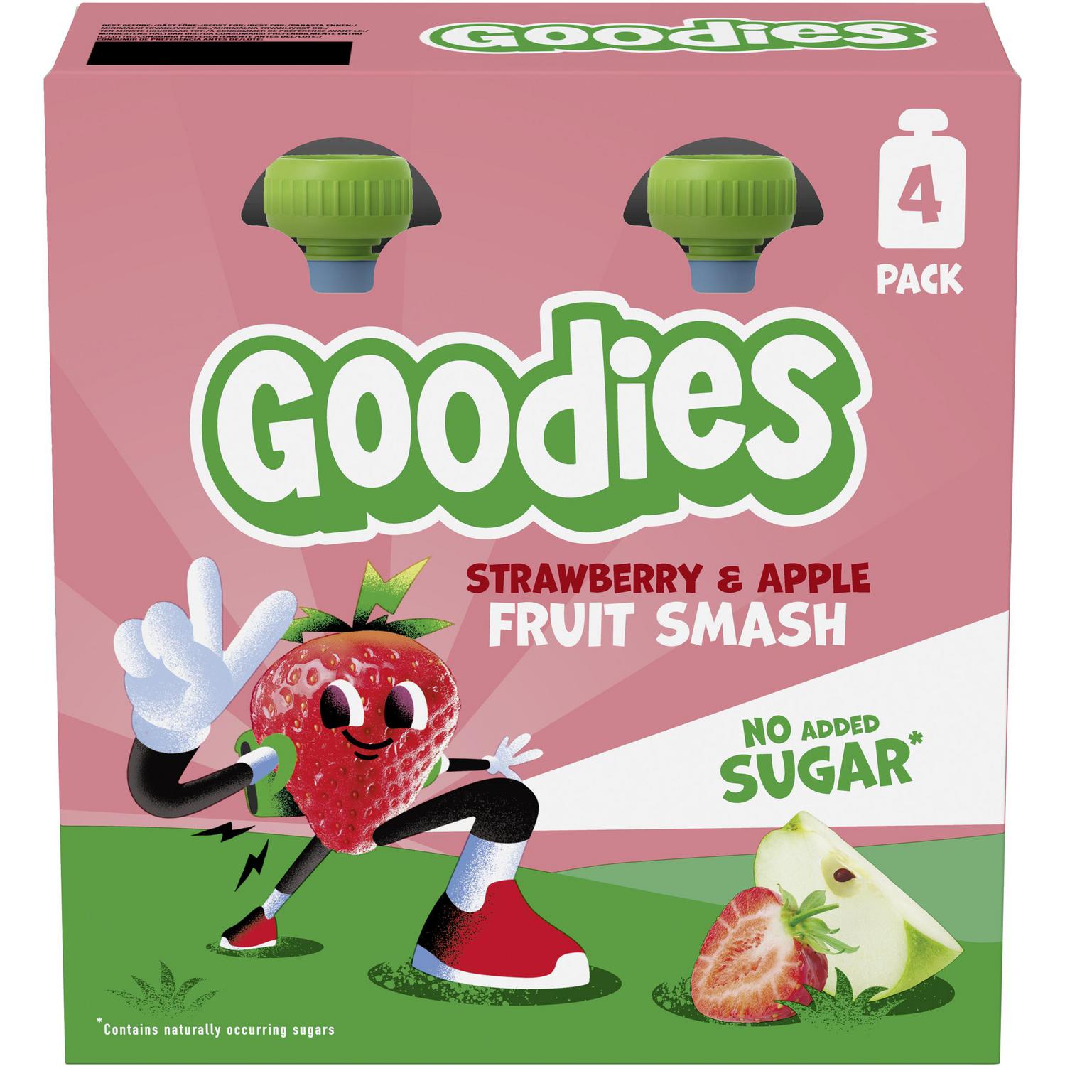 Bolsita de manzana y fresa Goodies sin azúcar pack 4 unidades 100 g.