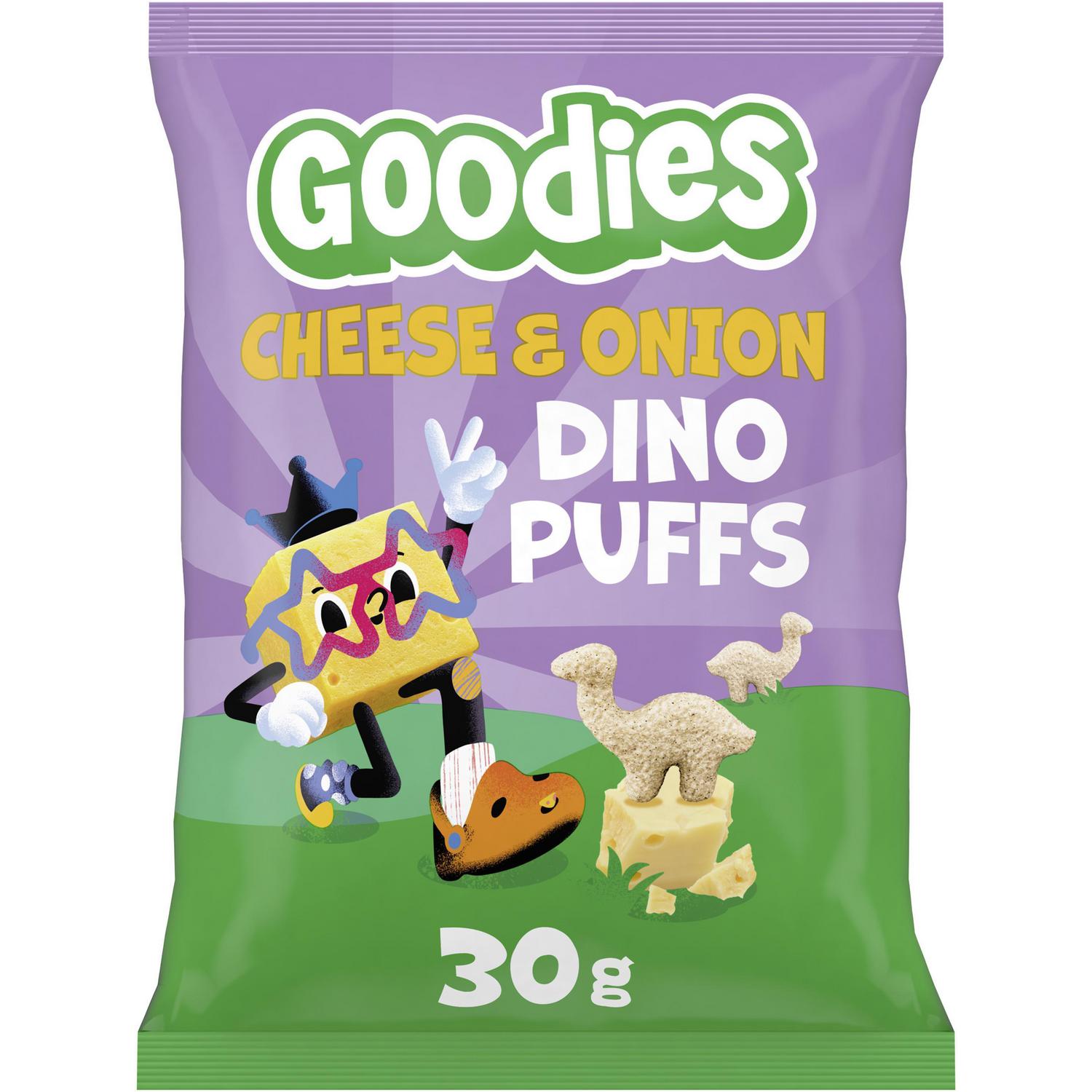 Snacks infantil queso y cebolla Dino Puffs Goodies 30 g.