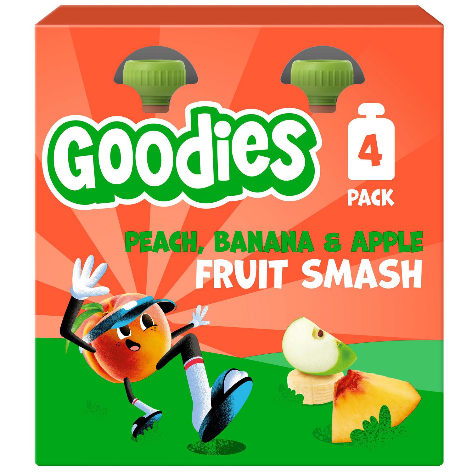 Bolsita de manzana, plátano y melocotón Goodies pack 4 unidades 100 g.