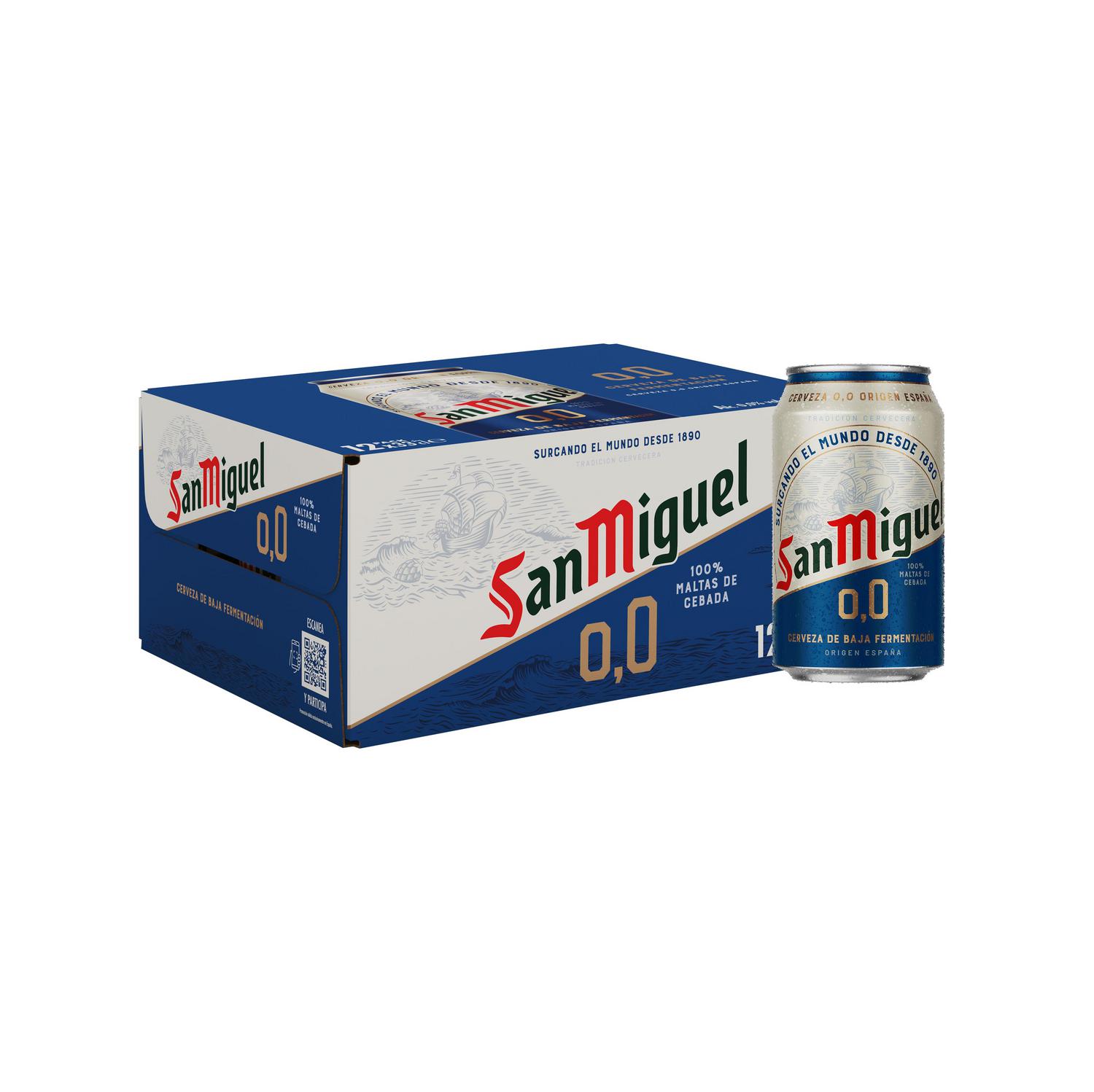 Cerveza San Miguel 0,0 pack 12 latas 33 cl.