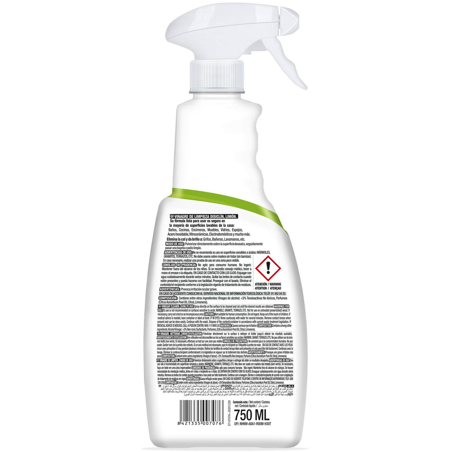 Vinagre de limpieza con jabón natural aroma limón Disiclin 750 ml.