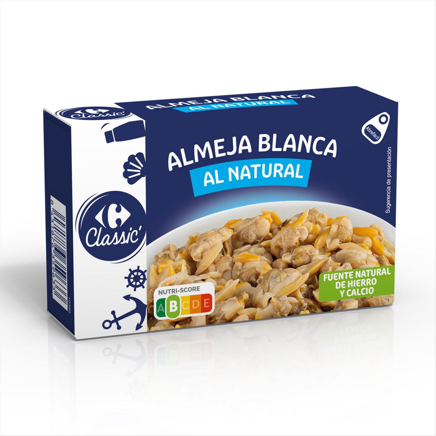 Almeja blanca al natural Classic Carrefour 63 g.
