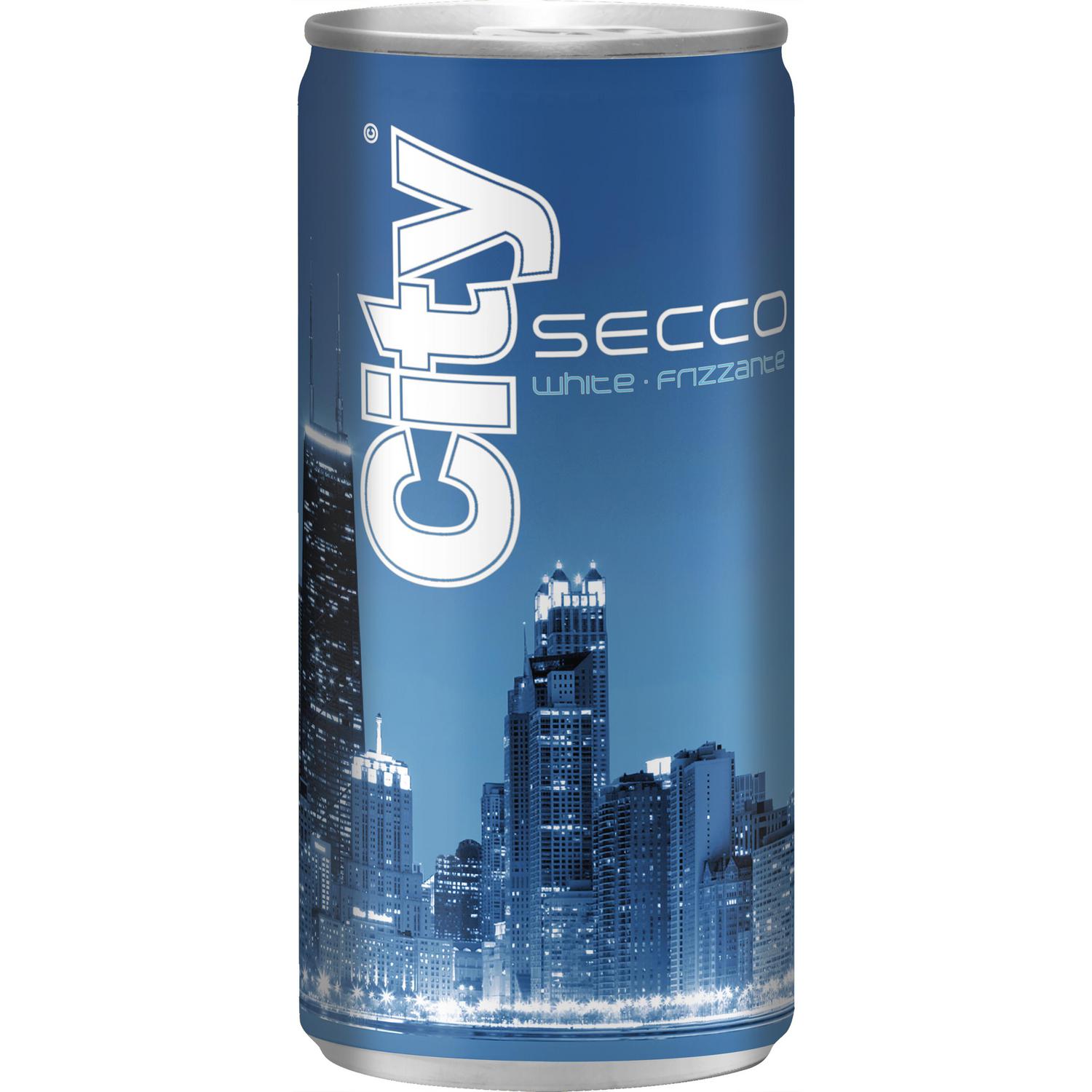 Vino frizzante secco blanco City lata 20 cl.