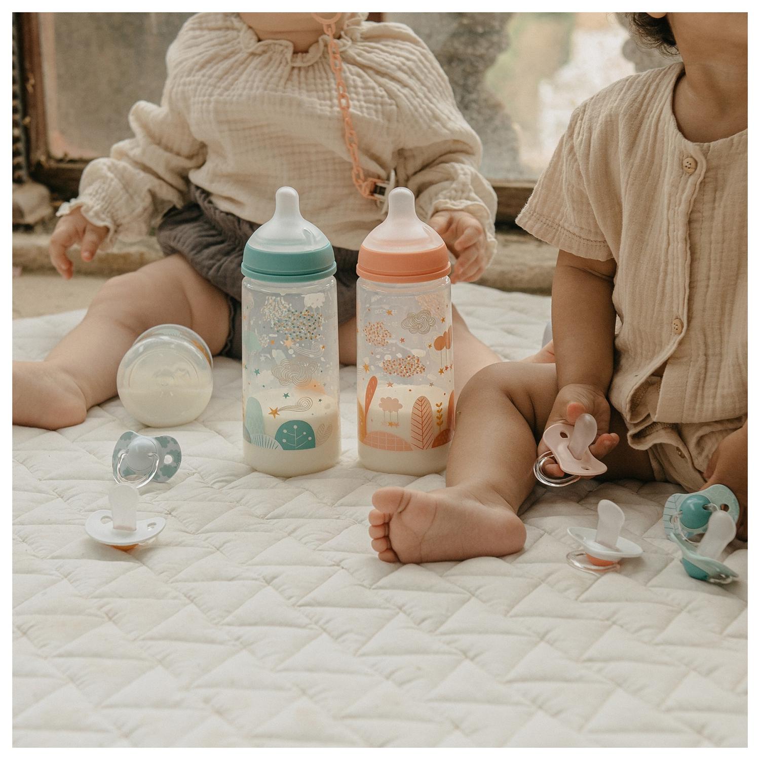 Biberón con tetina de silicona fisiológica SX Pro flujo denso +6 meses Suavinex 360 ml.