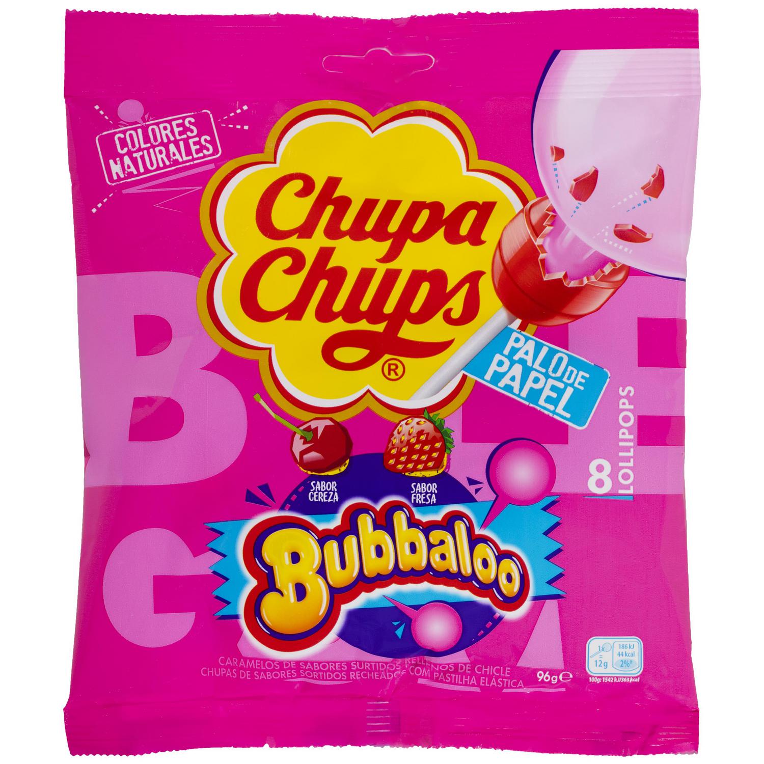 Caramelo de palo relleno de chicle Chupa Chups Bubbalo 98 g.