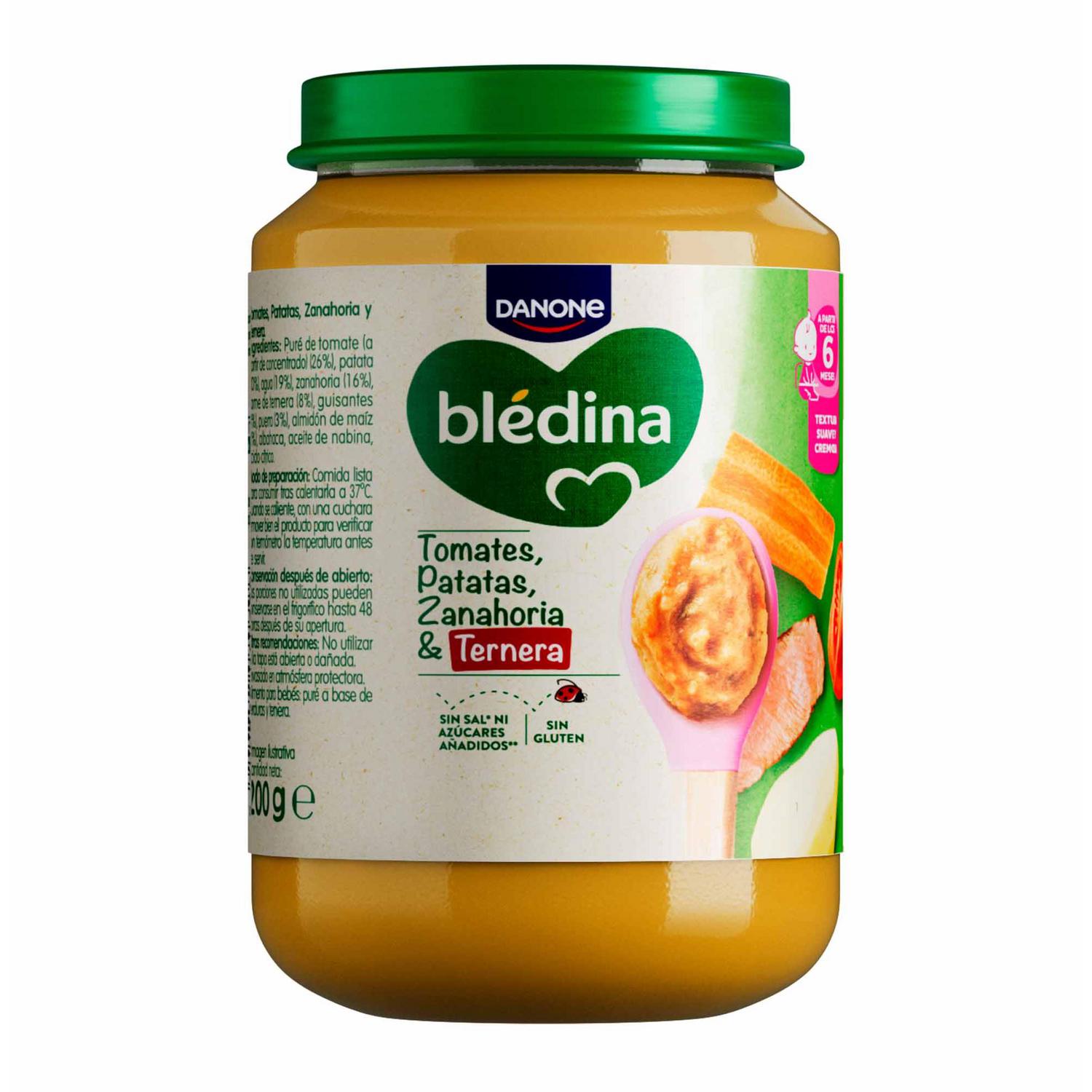 Tarrito de verduras y ternera desde 6 meses Danone Blédina sin gluten, sin lactosa y sin azúcar añadido 200 g.