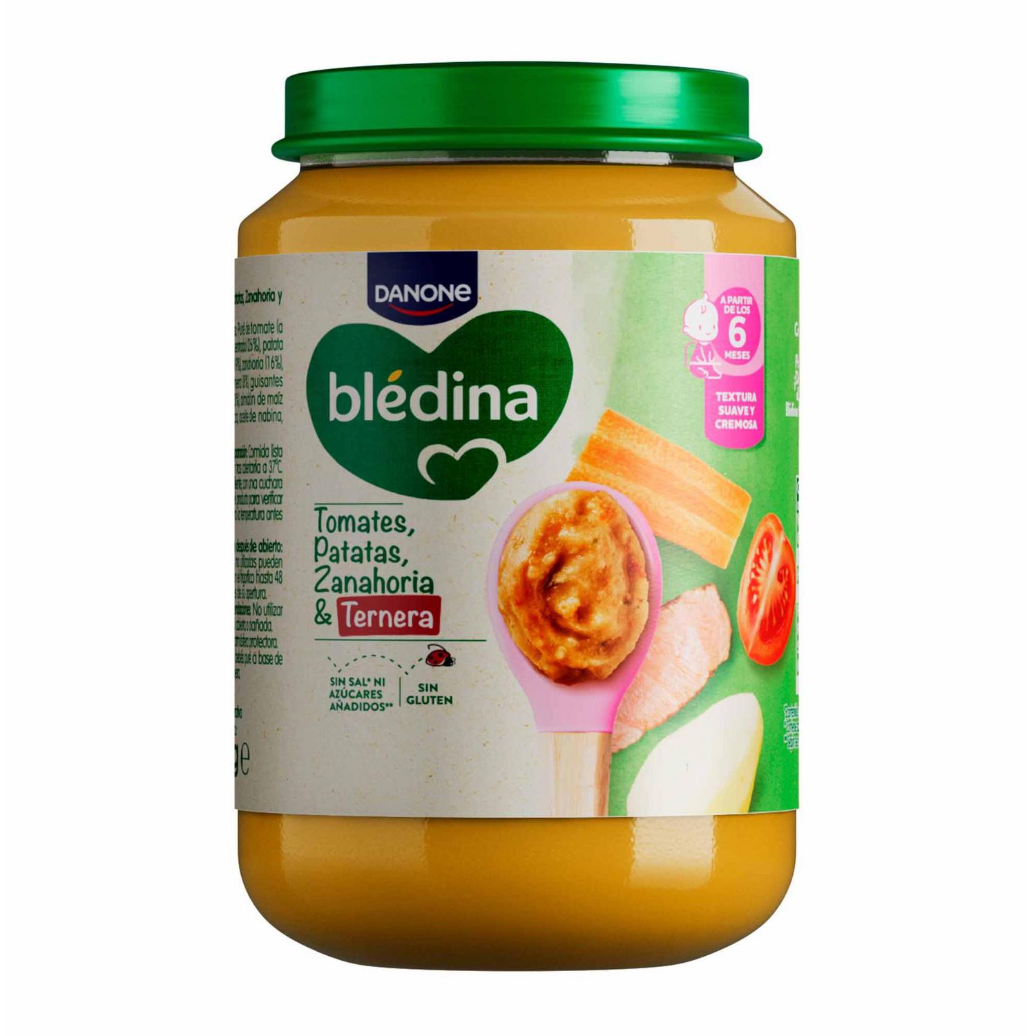Tarrito de verduras y ternera desde 6 meses Danone Blédina sin gluten, sin lactosa y sin azúcar añadido 200 g.