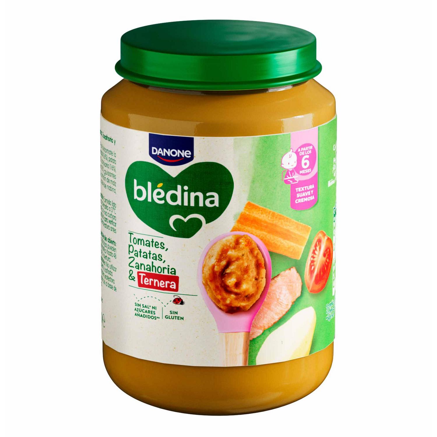 Tarrito de verduras y ternera desde 6 meses Danone Blédina sin gluten, sin lactosa y sin azúcar añadido 200 g.
