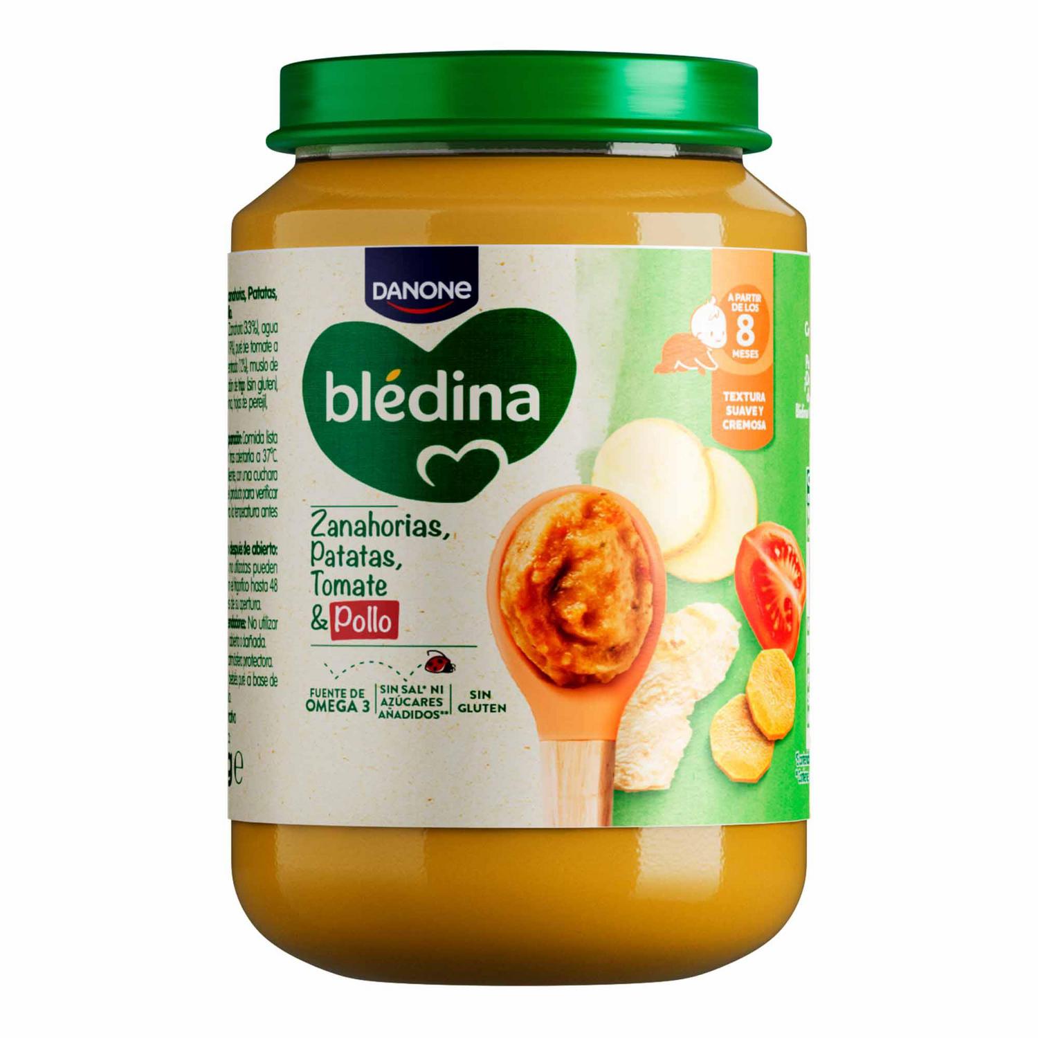 Tarrito de verduras y pollo desde 8 meses Danone Blédina sin gluten, sin lactosa y sin azúcar añadido 200 g.