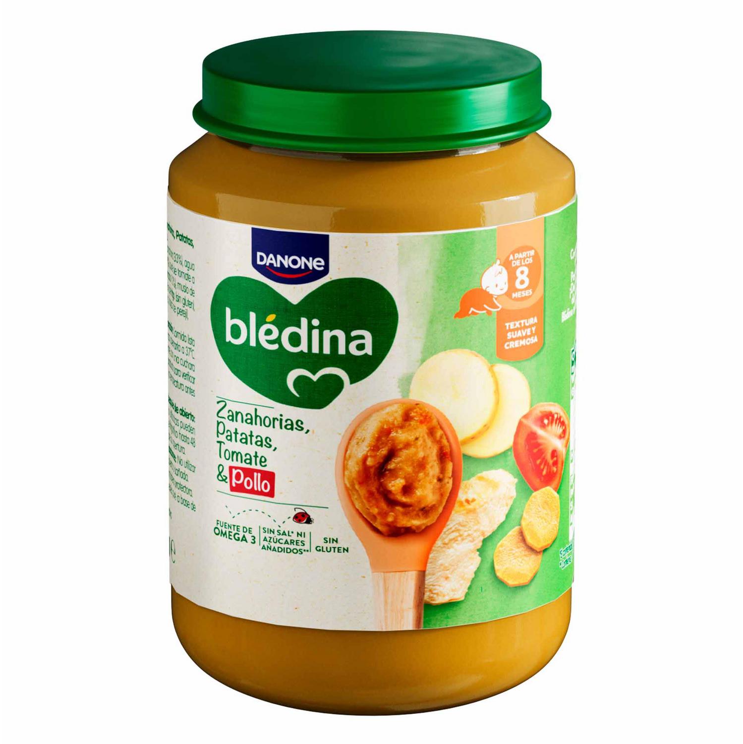 Tarrito de verduras y pollo desde 8 meses Danone Blédina sin gluten, sin lactosa y sin azúcar añadido 200 g.