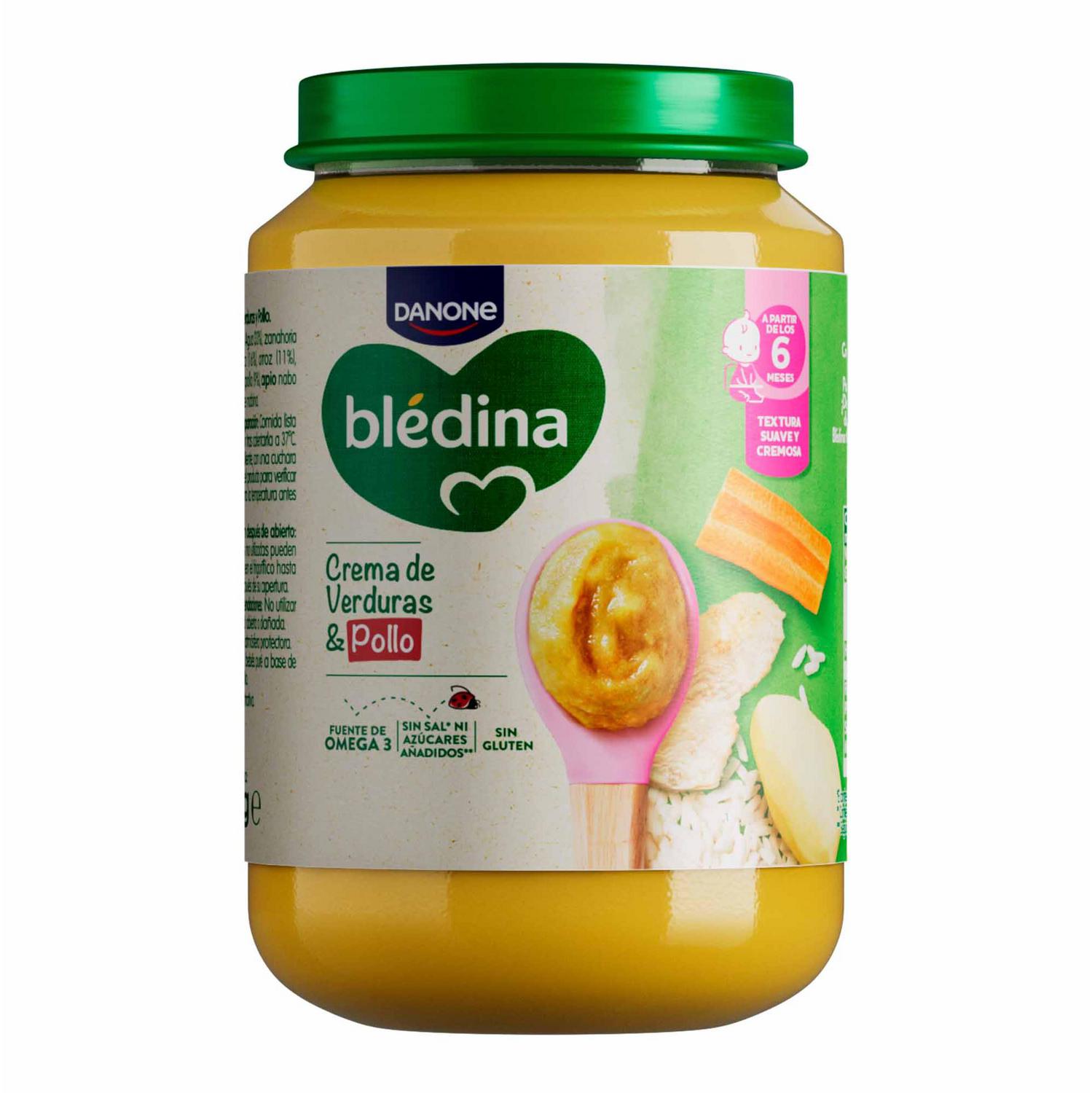 Tarrito de crema de verduras y pollo desde 6 meses Danone Blédina sin gluten y sin azúcar añadido 200 g.