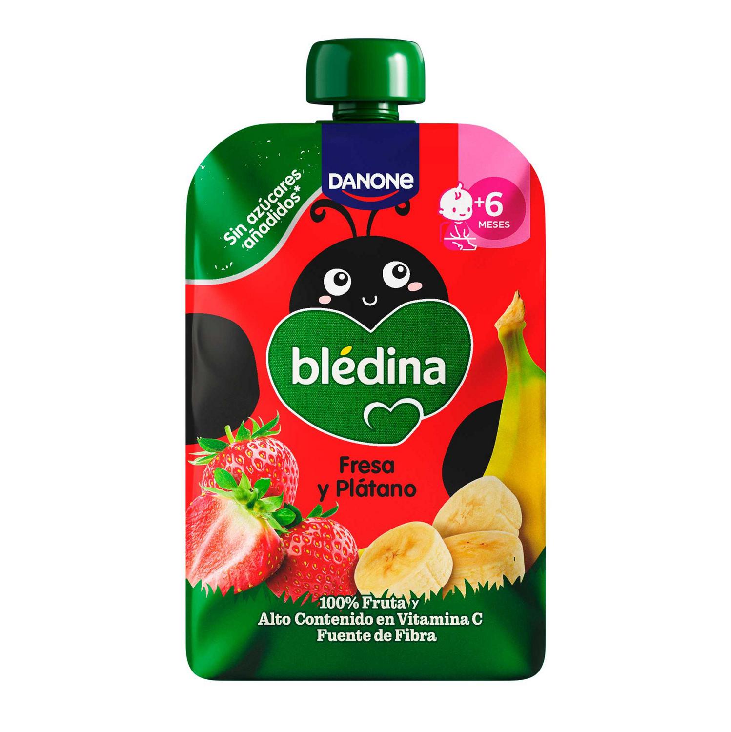 Bosita de fresa y plátano desde 6 meses Danone Blédina sin gluten y sin azúcar añadido 100 g.