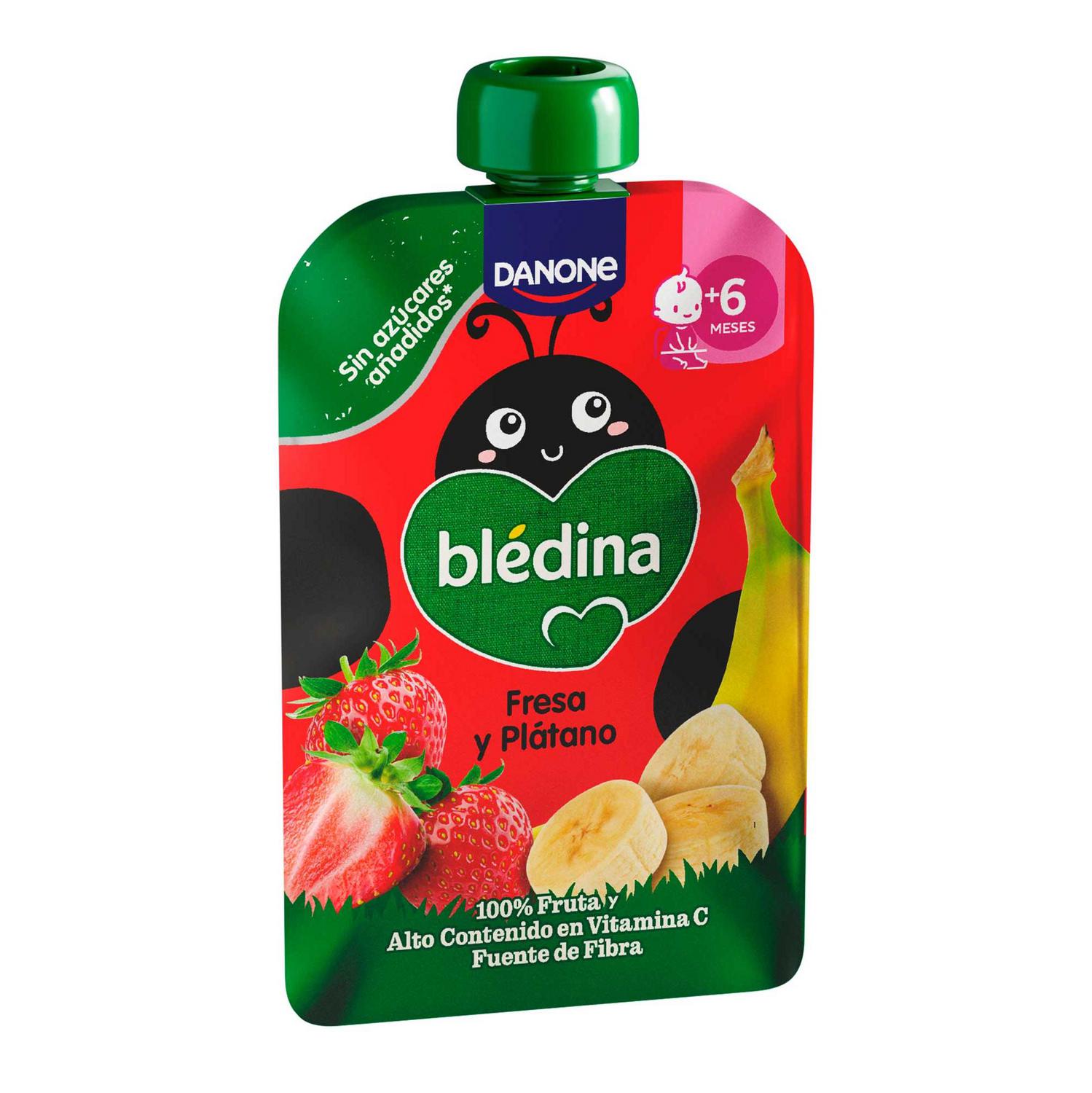 Bosita de fresa y plátano desde 6 meses Danone Blédina sin gluten y sin azúcar añadido 100 g.