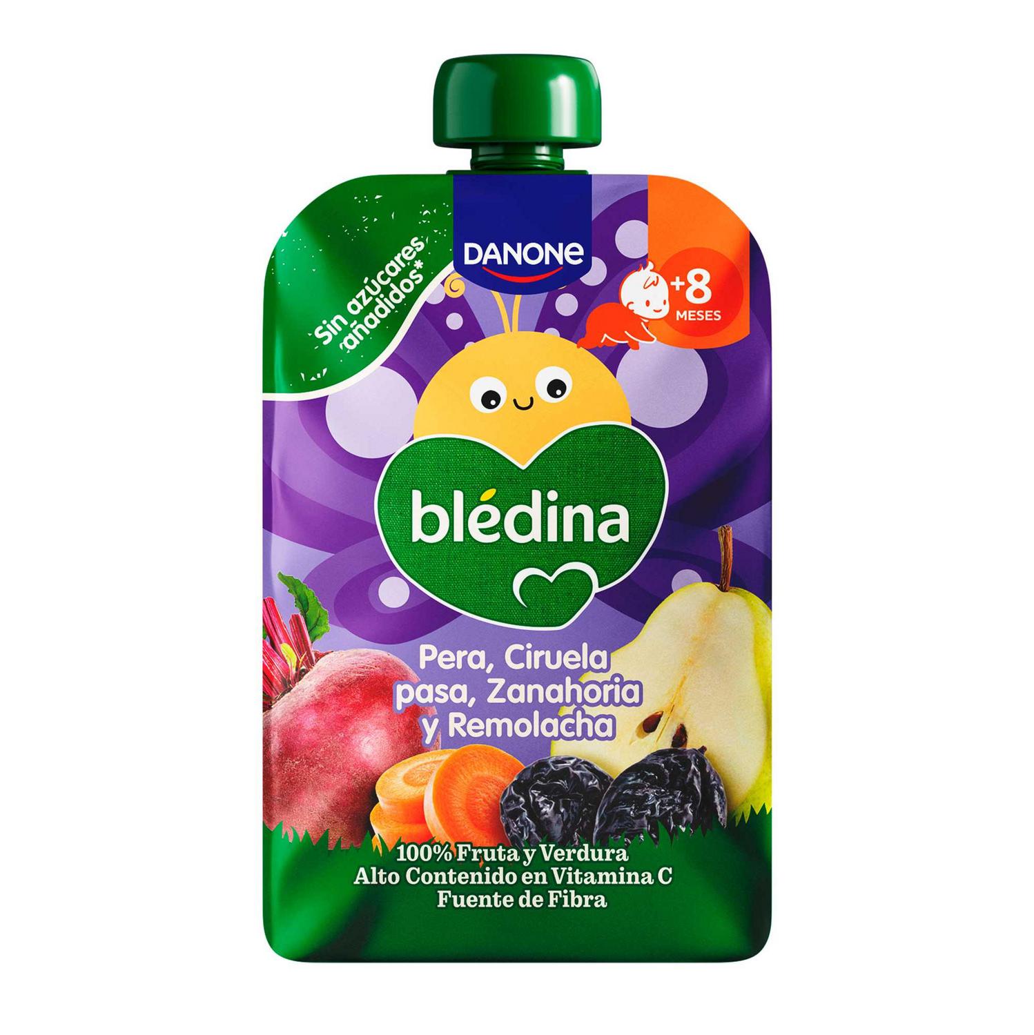 Bosita de pera, ciruela, zanahoria y remolacha desde 8 meses Danone Blédina sin gluten y sin azúcar añadido 100 g.
