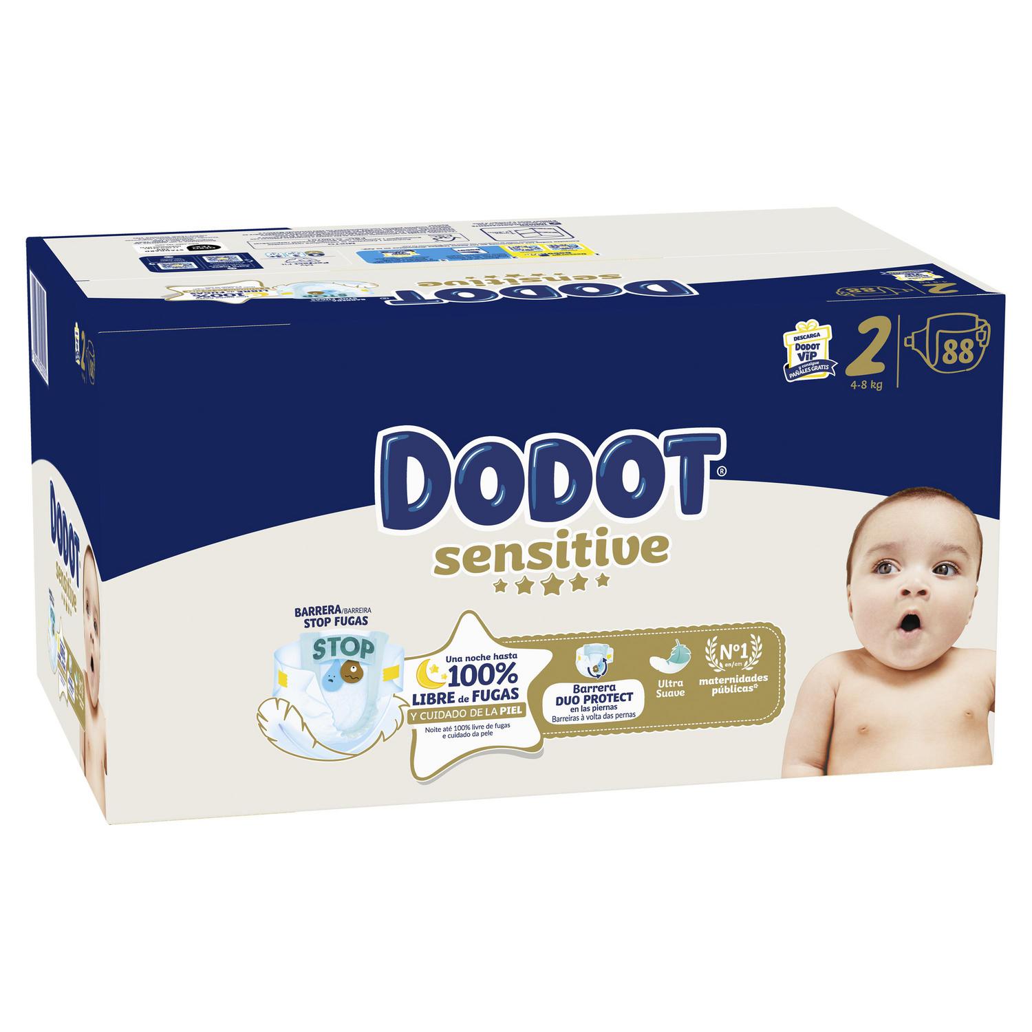 Pañales Dodot Sensitive T2 (4-8 kg) 88 ud.