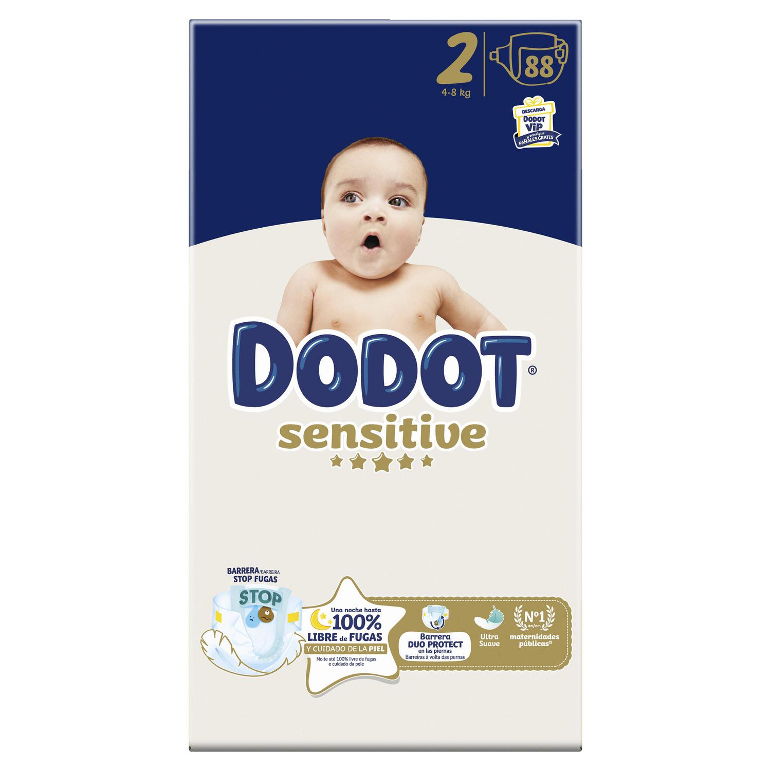 Pañales Dodot Sensitive T2 (4-8 kg) 88 ud.