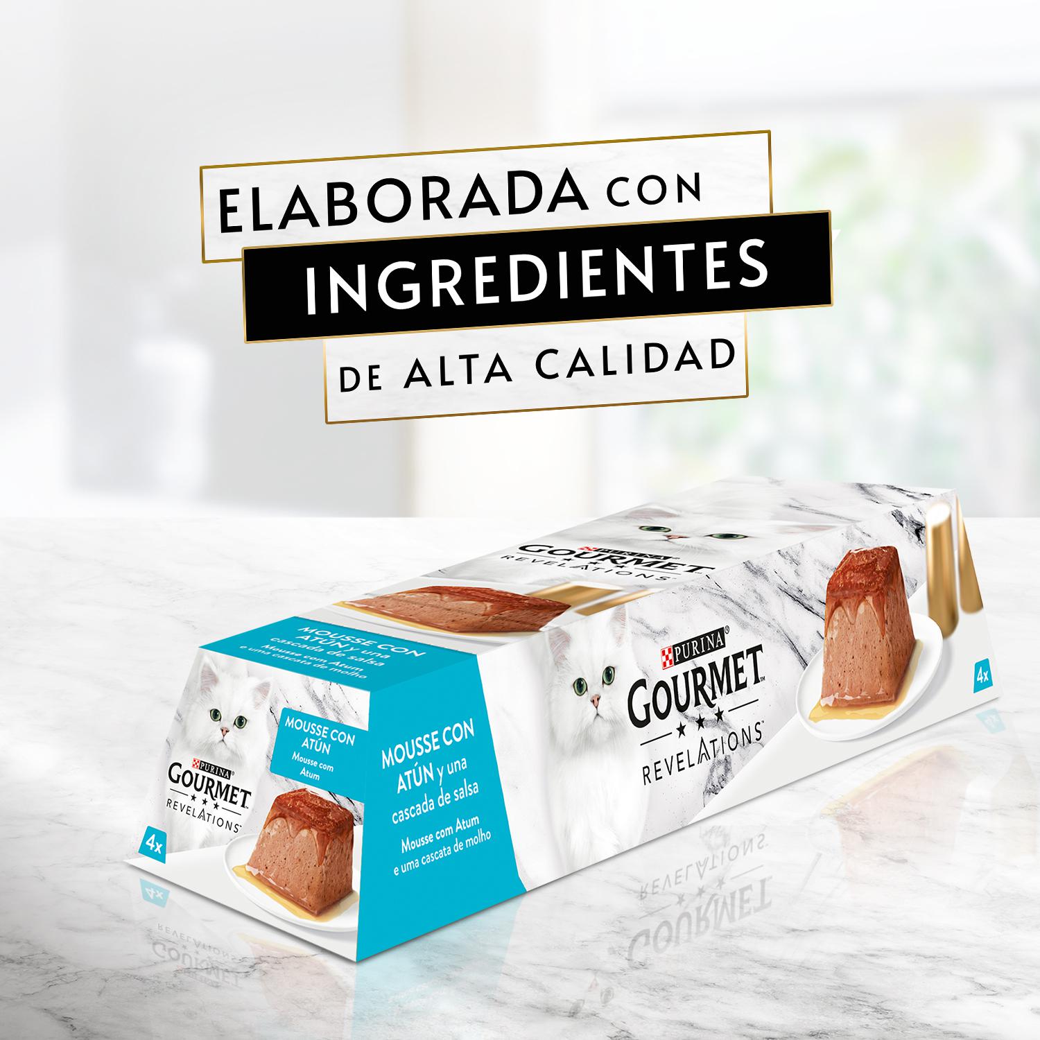 Comida húmeda sabor atún para gato adulto Purina Gourmet 4x57 g.