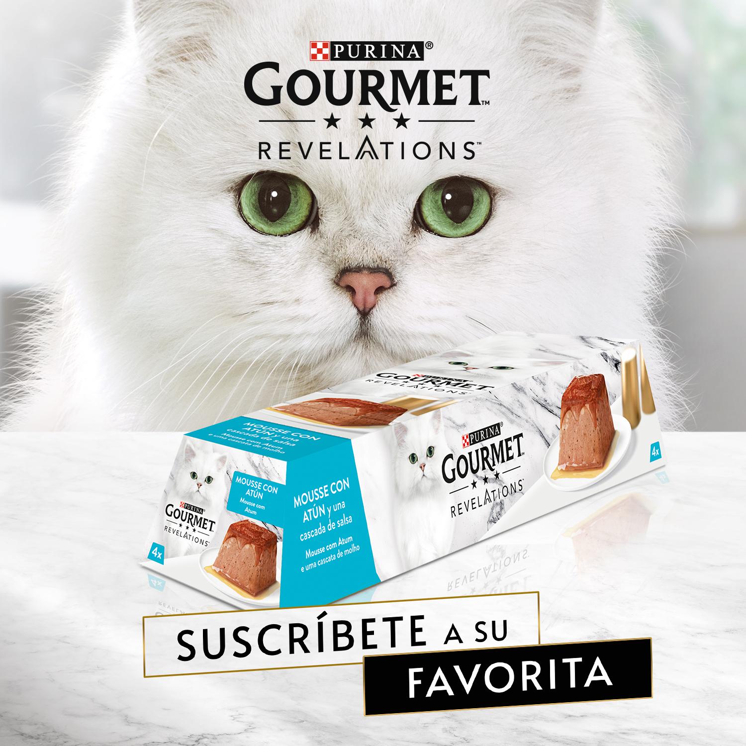 Comida húmeda sabor atún para gato adulto Purina Gourmet 4x57 g.