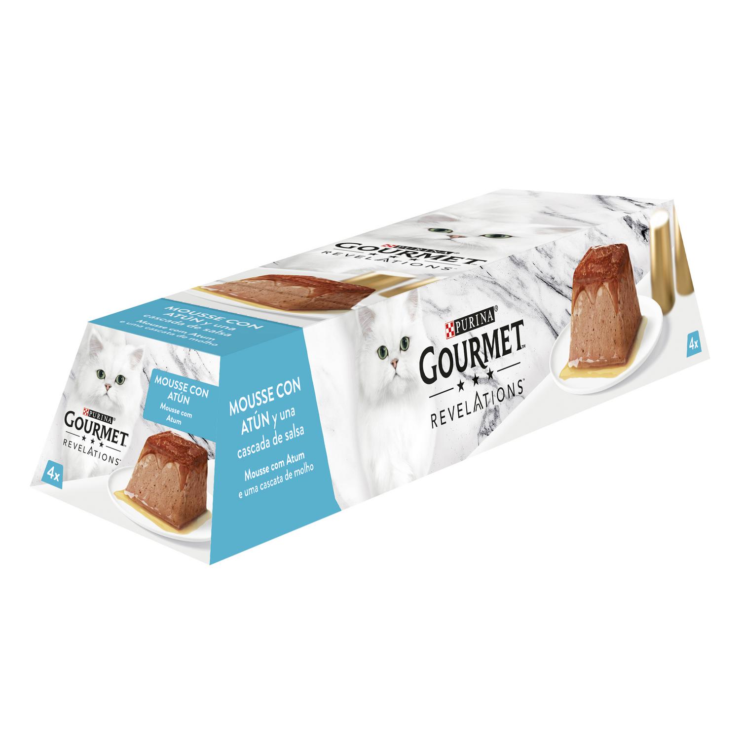 Comida húmeda sabor atún para gato adulto Purina Gourmet 4x57 g.