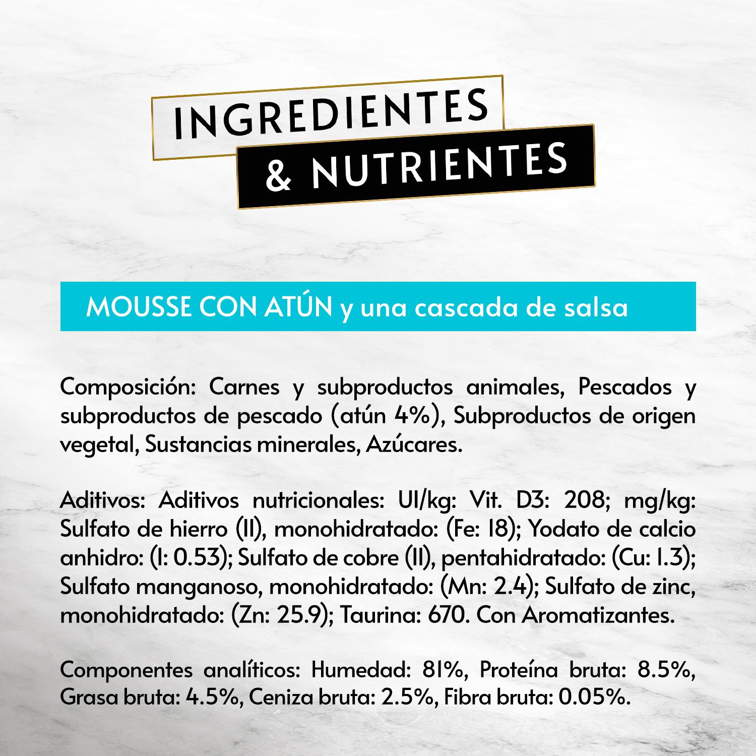 Comida húmeda sabor atún para gato adulto Purina Gourmet 4x57 g.