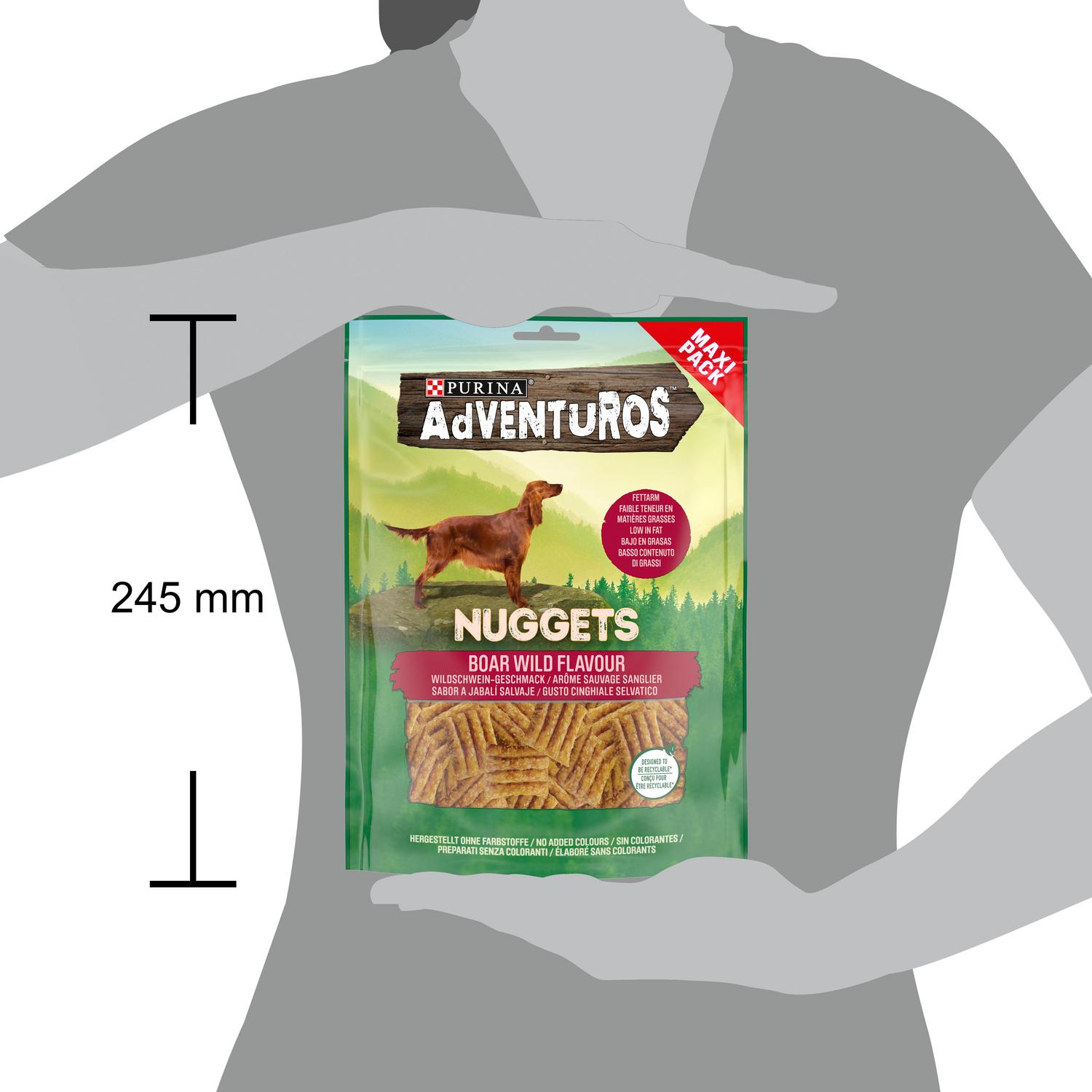 Snack nuggets de jabalí para perros Purina Adventuros 300 g.
