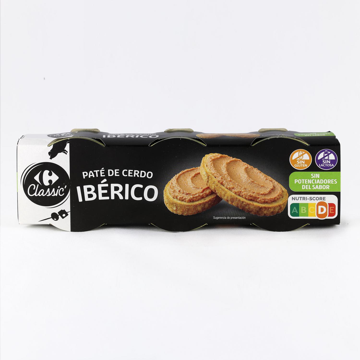 Paté de cerdo ibérico Classic Carrefour sin gluten y sin lactosa 240 g.
