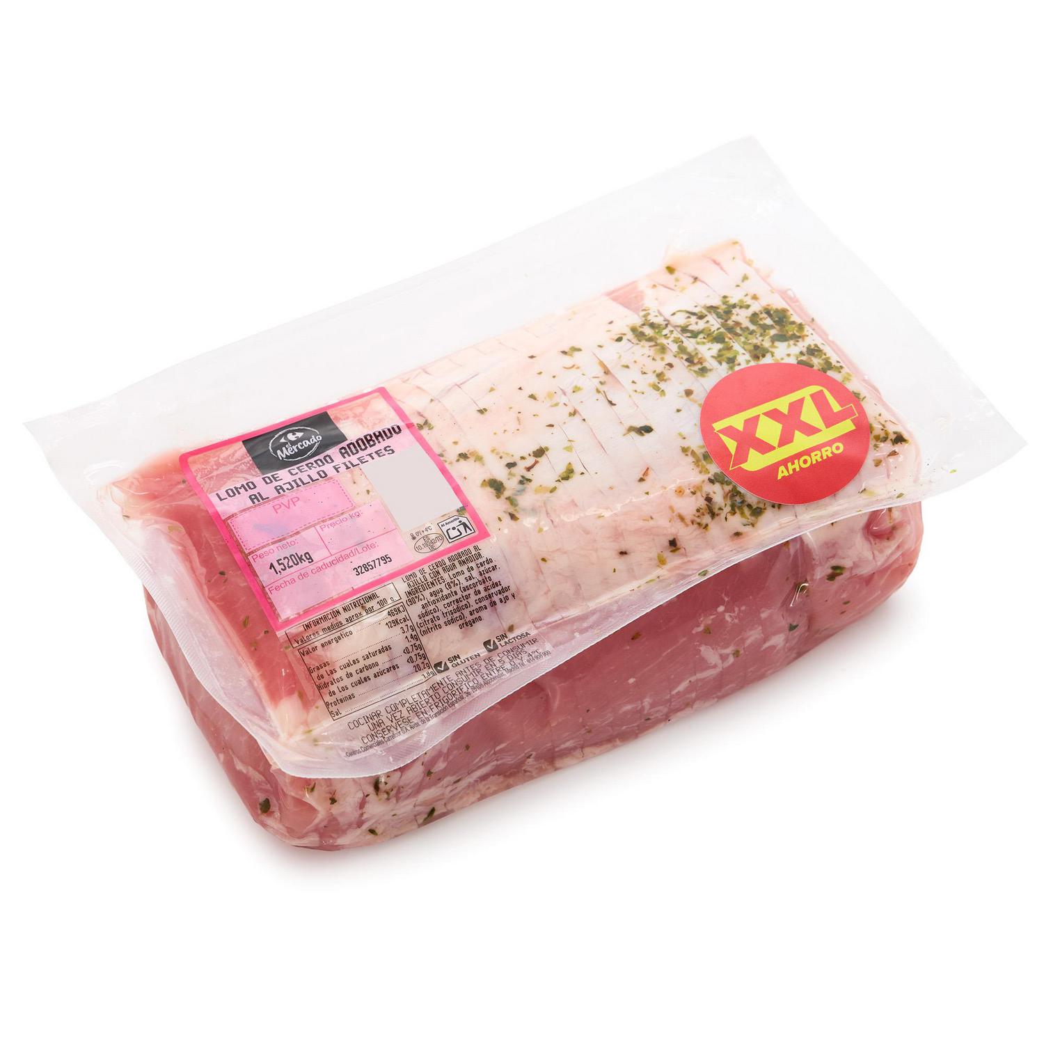 Lomo de cerdo adobado al ajillo en filetes XXL El Mercado 1,5 kg aprox