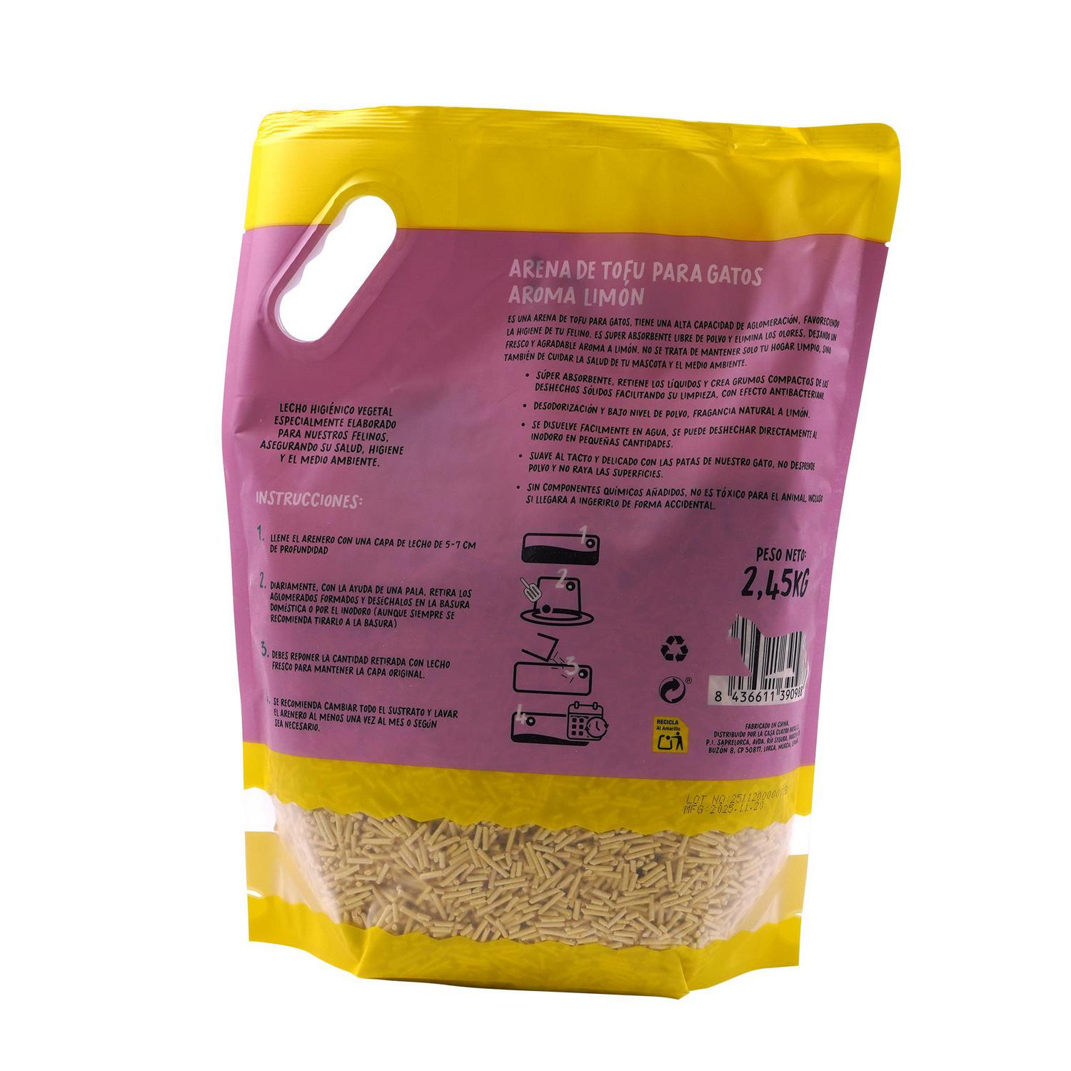 Arena vegetal de tofu aroma limón para gato Cocosi 6L