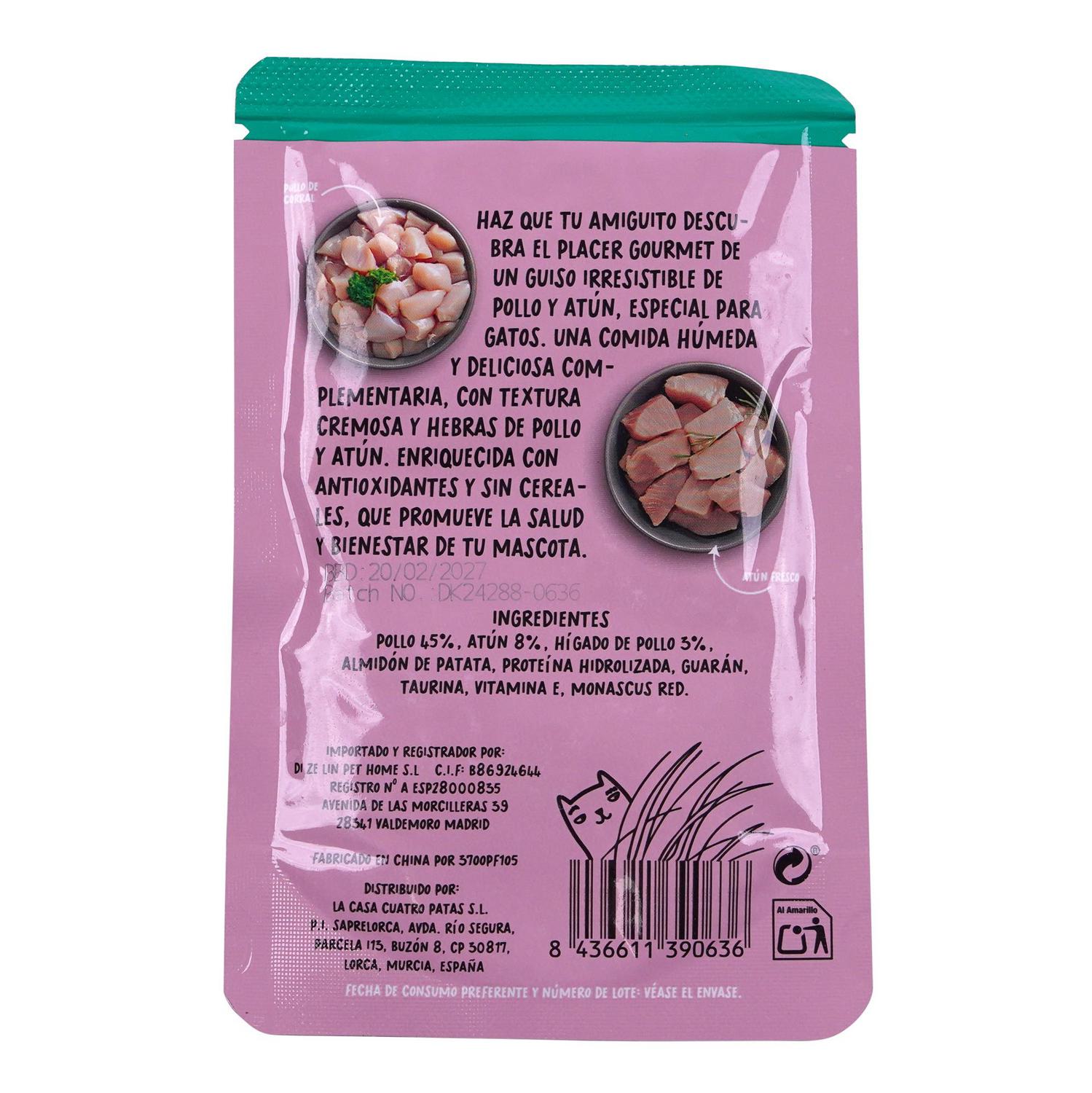 Guiso de pollo y atún para gatos Cocosi 40 g.