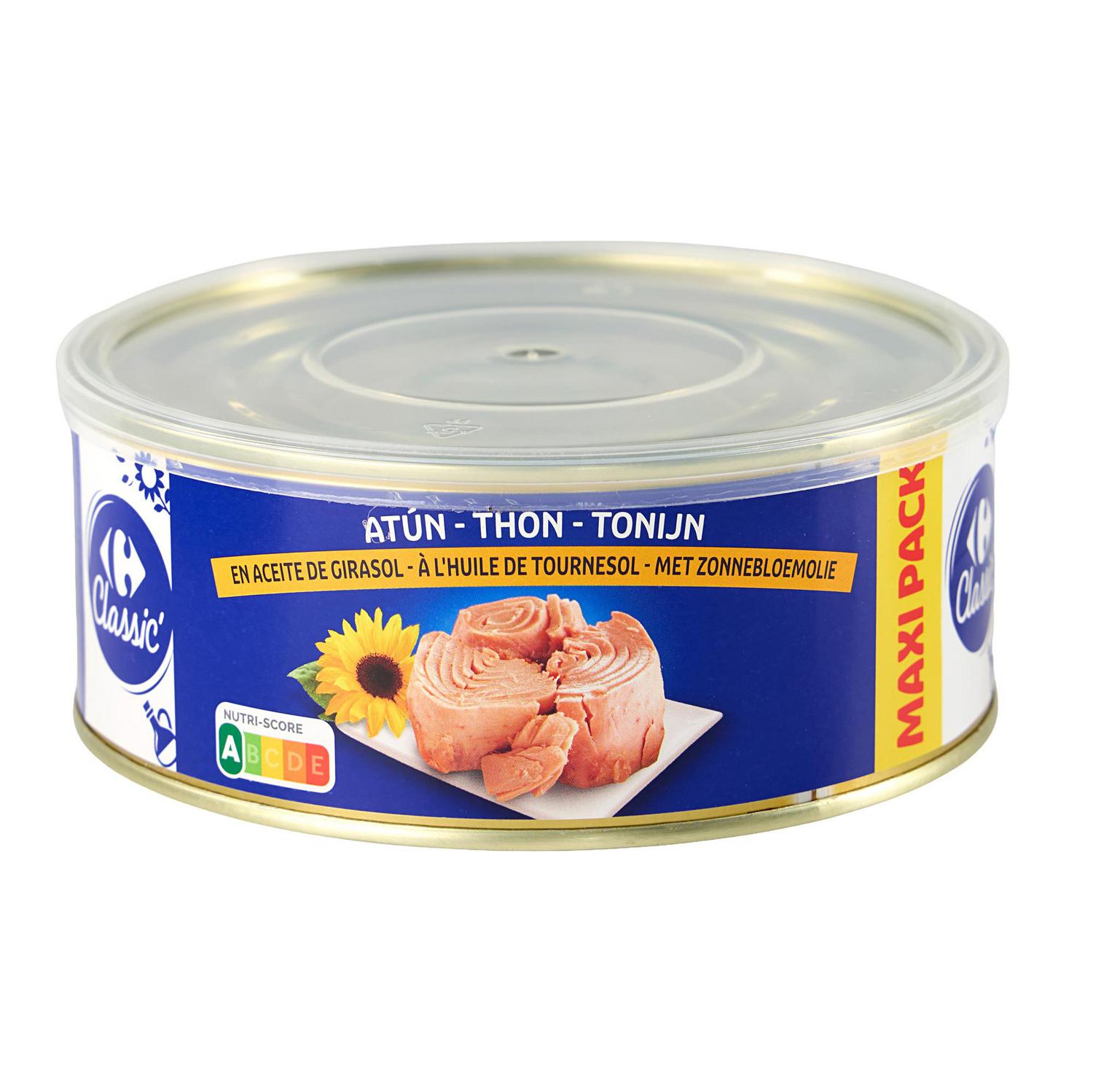 Atún en aceite de girasol Classic Carrefour 650 g.