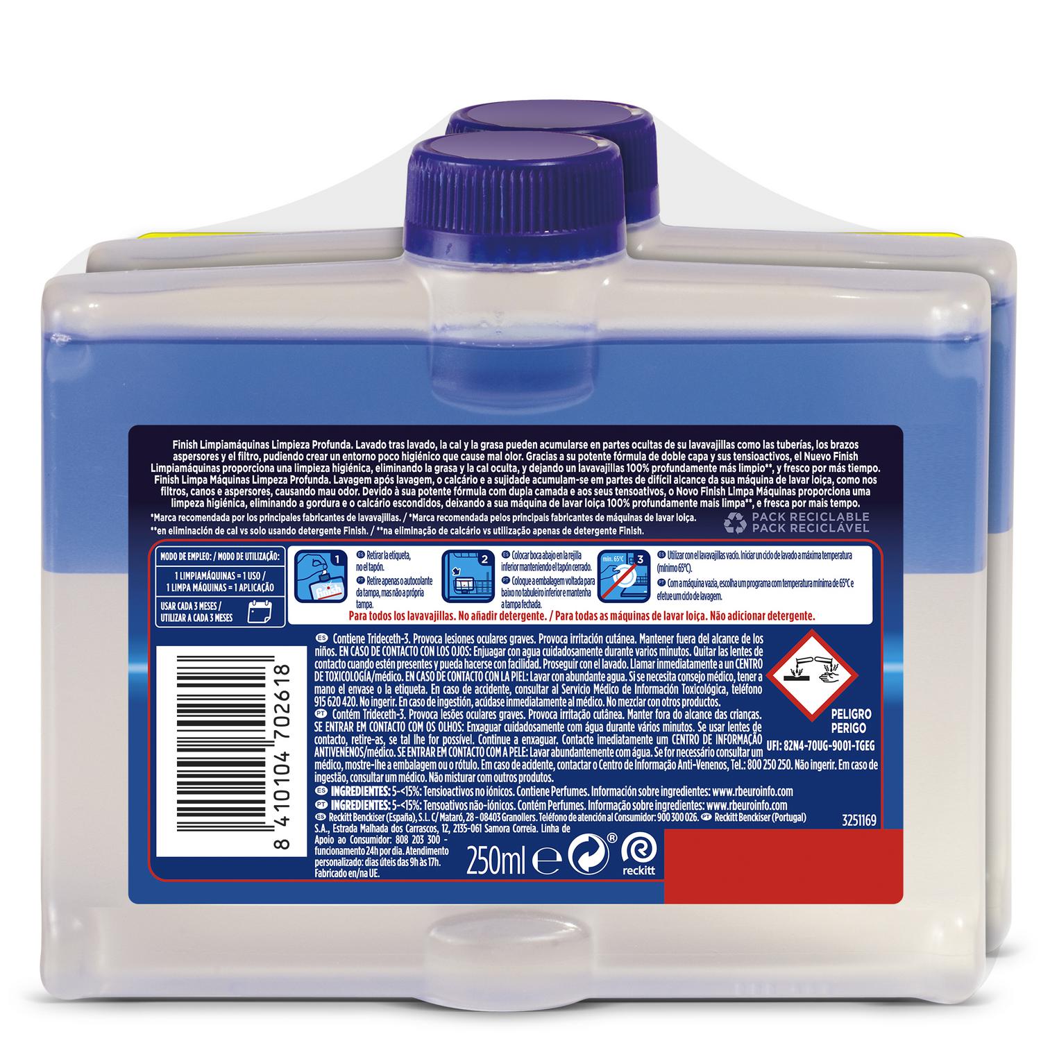 Limpiamáquinas Finish pack de 2 unidades de 250 ml.