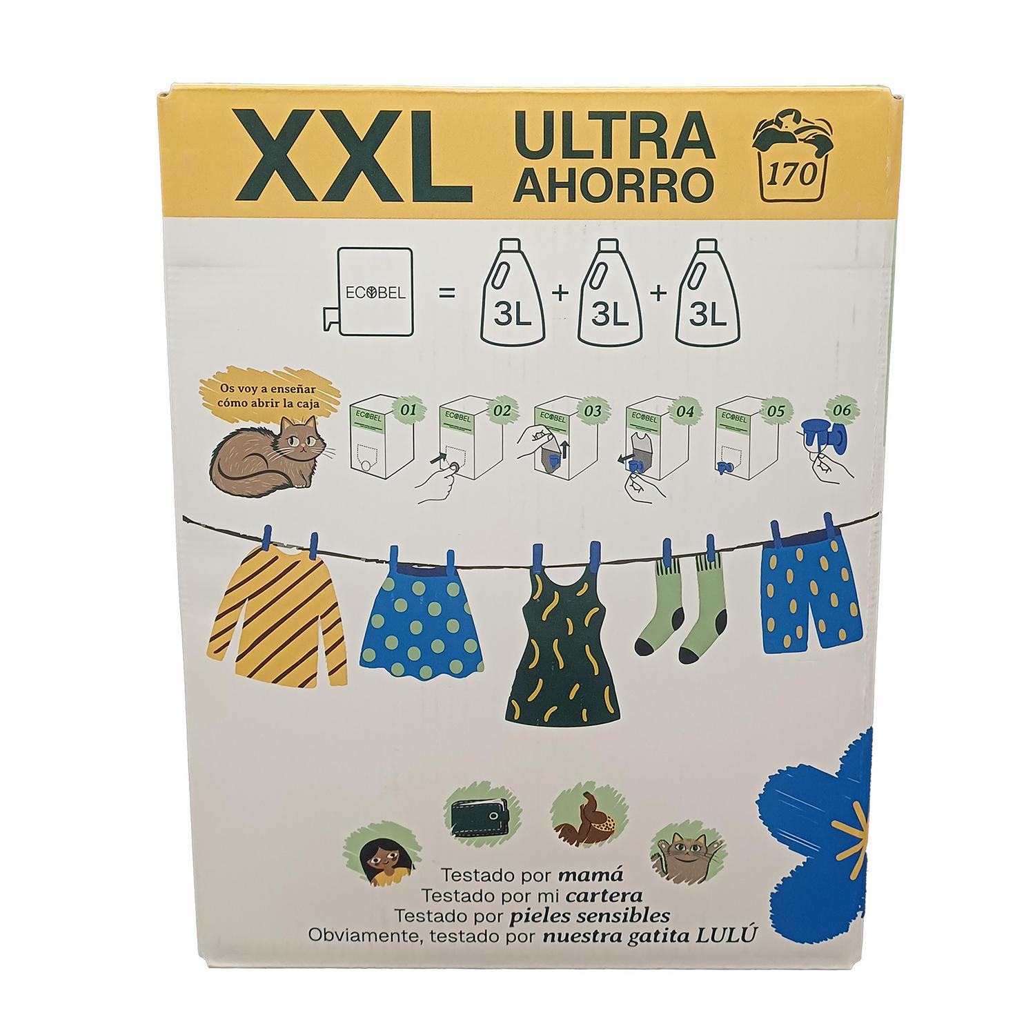Detergente liquido ultra concentrado ecológico Ecobel 170 lavados.