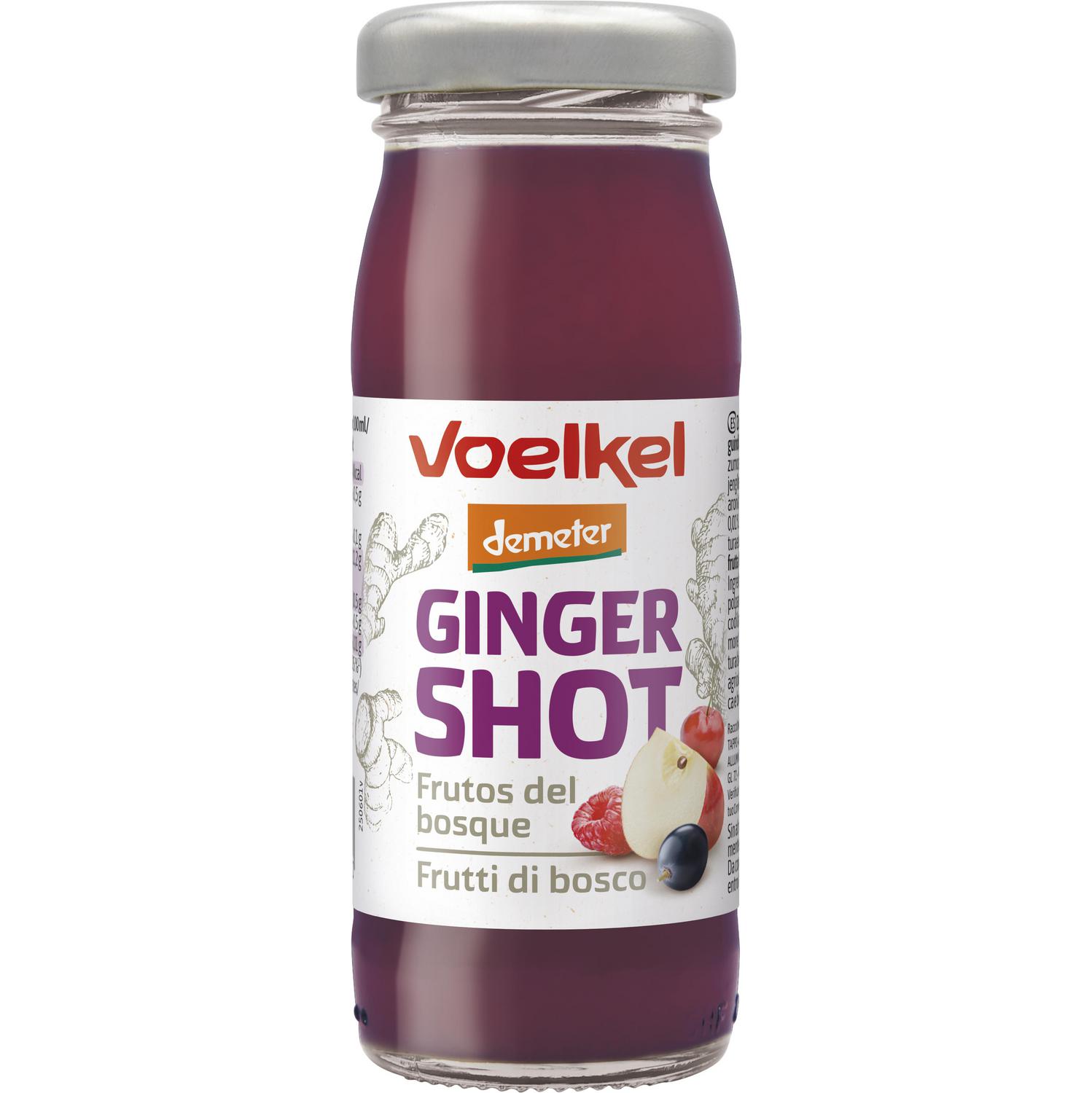 Ginger shot de jengibre y frutos del bosque ecológico Voelkel botella 95 ml.