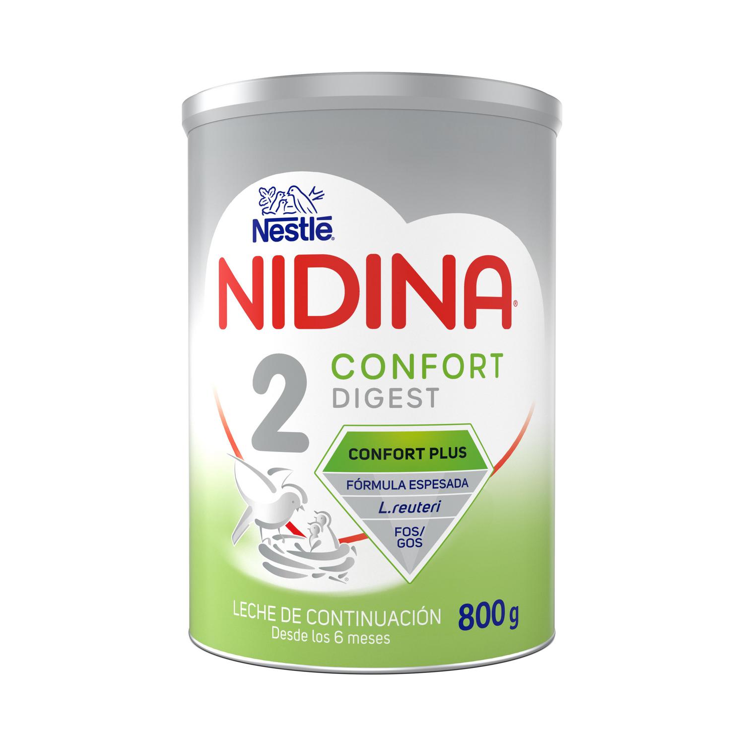 Leche infantil de continuación desde los 6 meses en polvo Confort Digest Nestlé Nidina 2 lata 800 g.