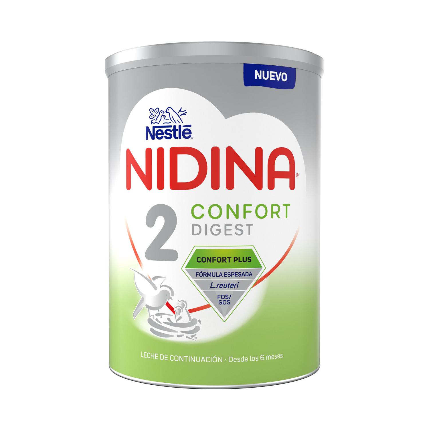 Leche infantil de continuación desde los 6 meses en polvo Confort Digest Nestlé Nidina 2 lata 800 g.